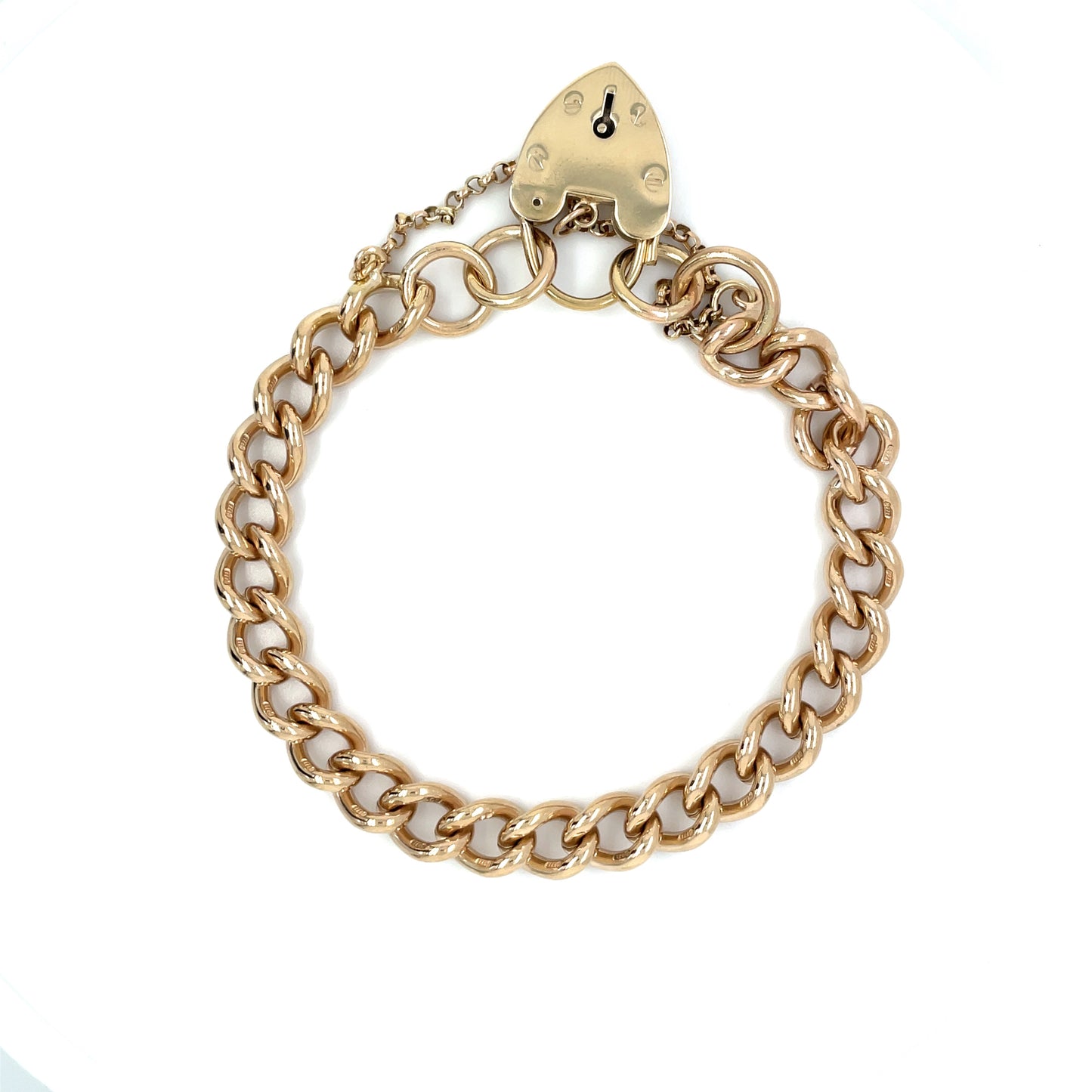 9ct Yellow Gold Heavy Weight Curb Link Charm Bracelet