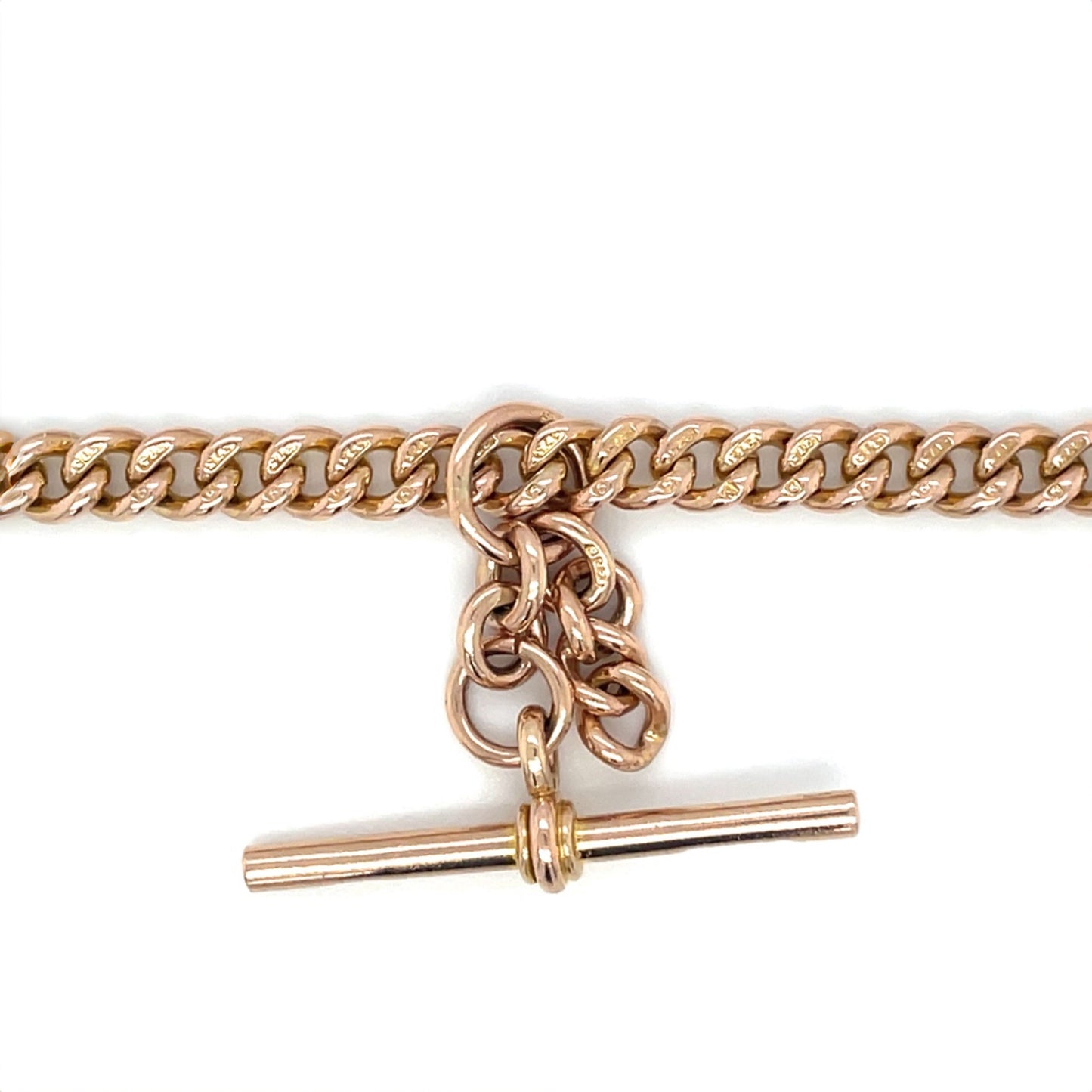 9ct Rose Gold Albert Chain & T-Bar Pendant