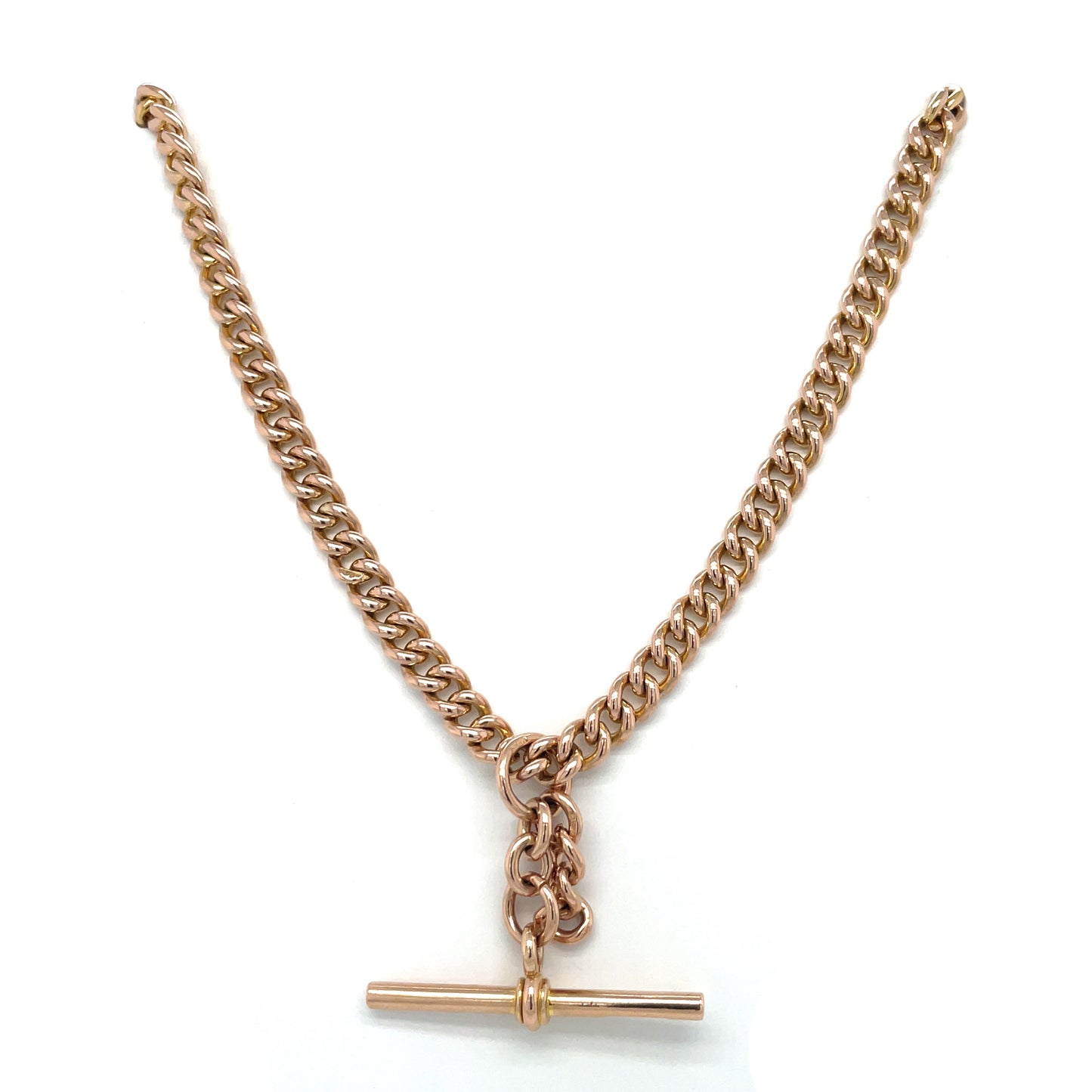 9ct Rose Gold Albert Chain & T-Bar Pendant