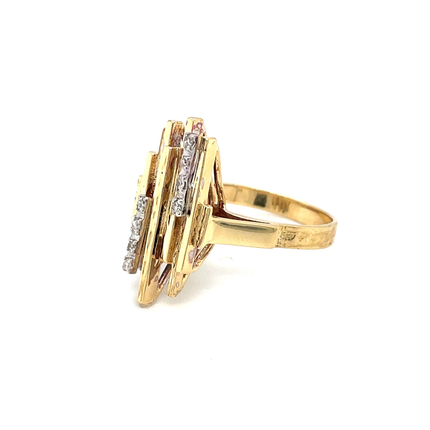 18ct Yellow Gold Geometric Diamond Statement Ring