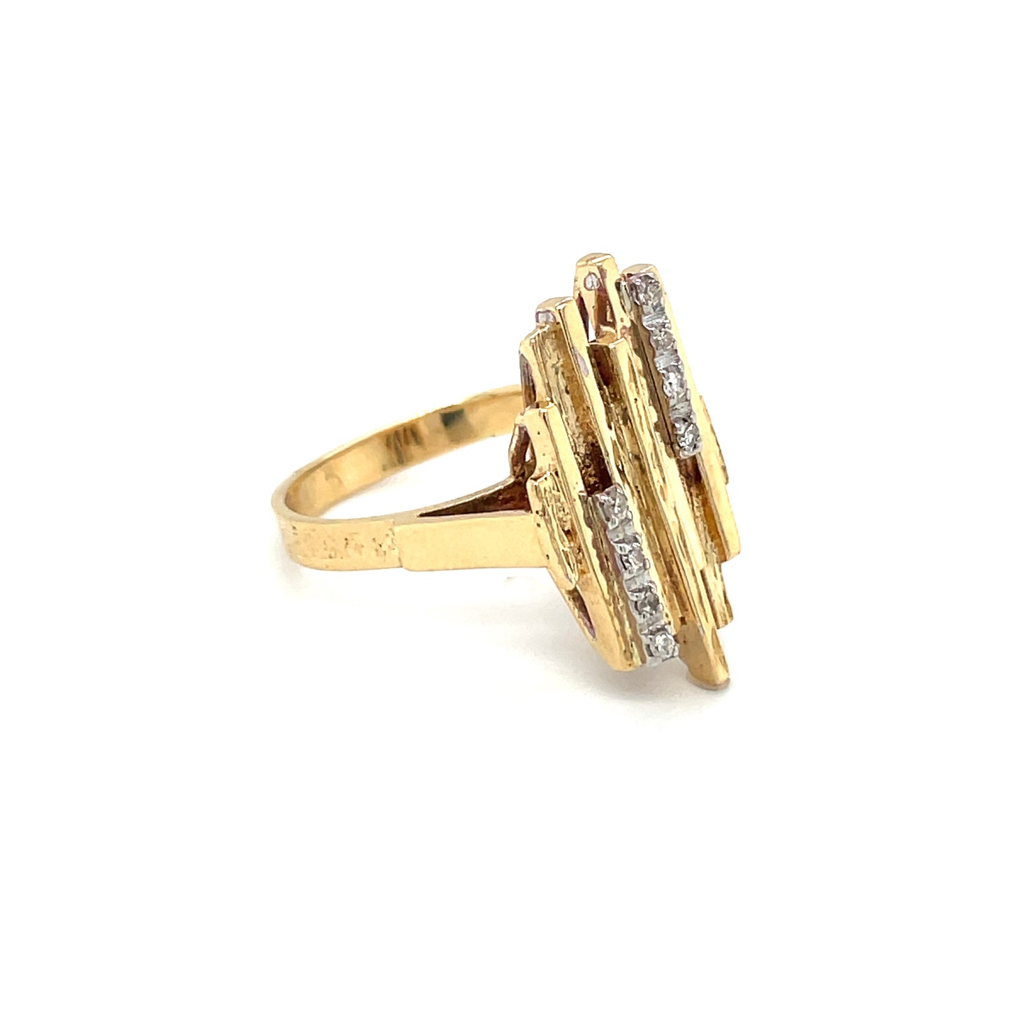 18ct Yellow Gold Geometric Diamond Statement Ring