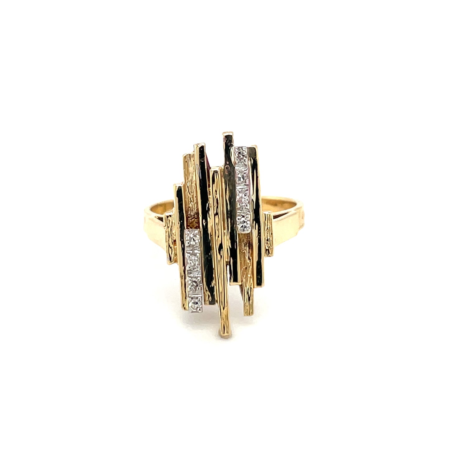 18ct Yellow Gold Geometric Diamond Statement Ring