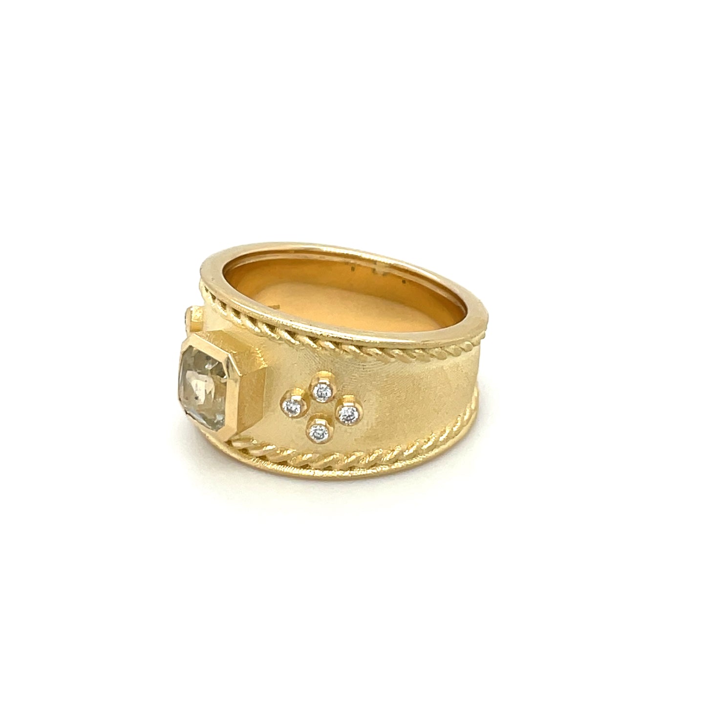 18ct Yellow Gold Yellow Sapphire & Diamond Roman Ring