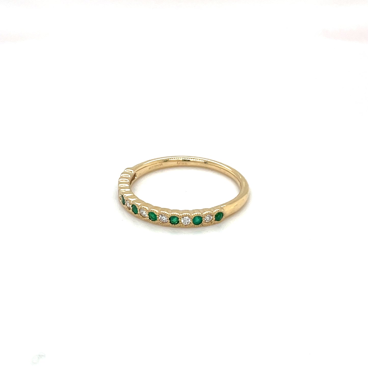 18ct Yellow Gold Emerald & Diamond Half-Set Eternity Ring