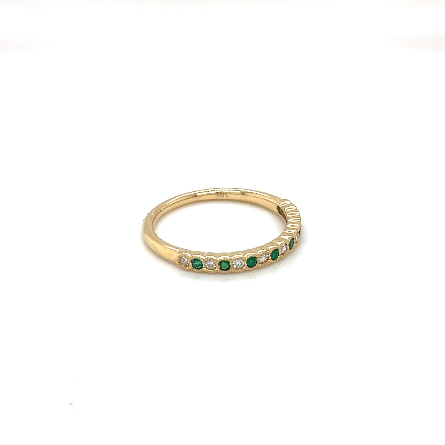 18ct Yellow Gold Emerald & Diamond Half-Set Eternity Ring