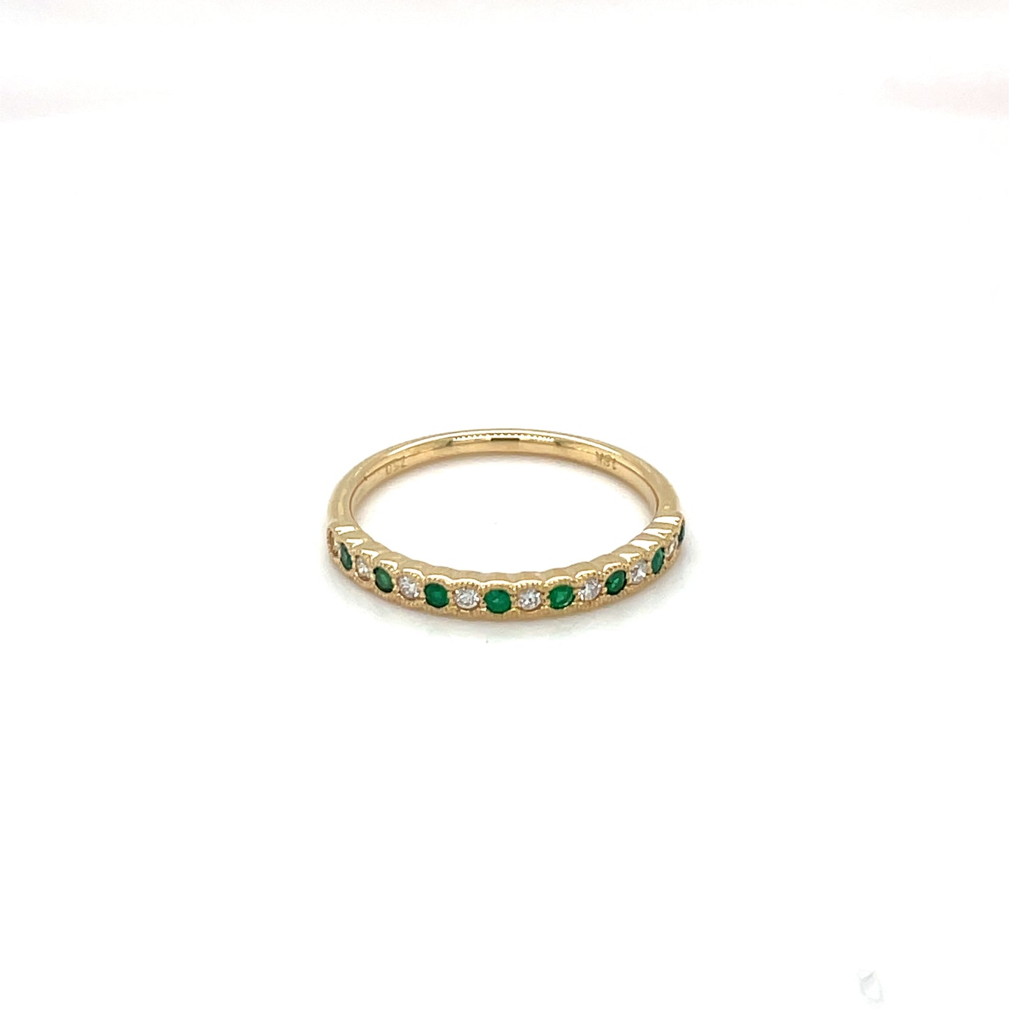 18ct Yellow Gold Emerald & Diamond Half-Set Eternity Ring