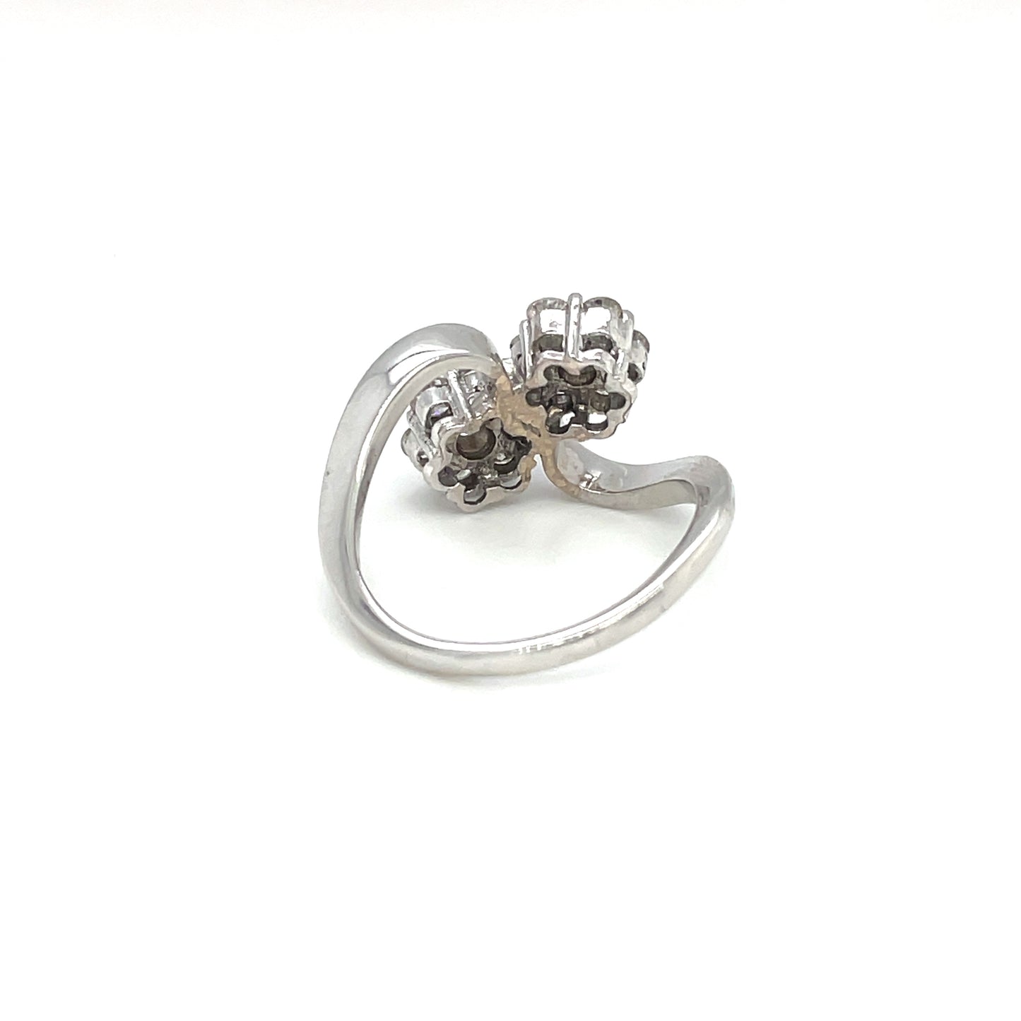 18ct White Gold Diamond Flower Cluster Twist Ring