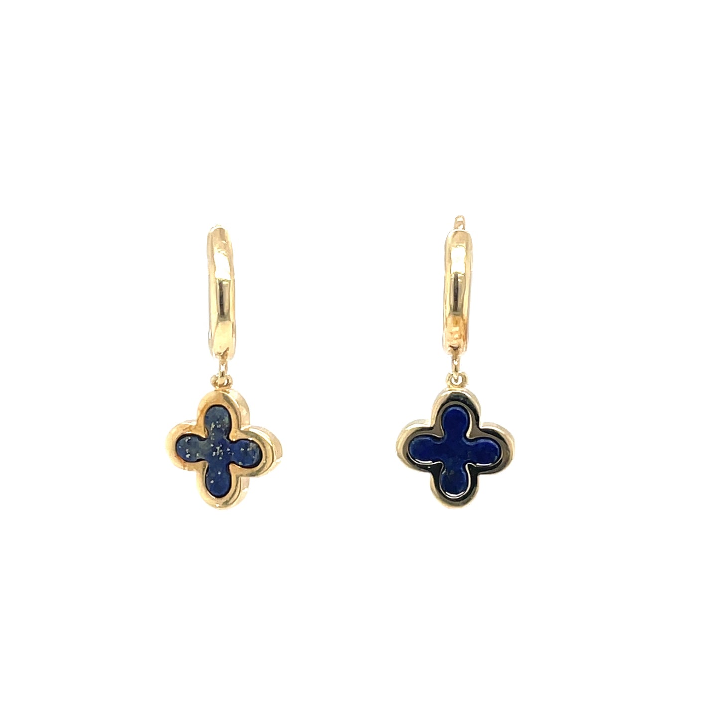 9ct Yellow Gold Huggie Lapis Drop Earrings