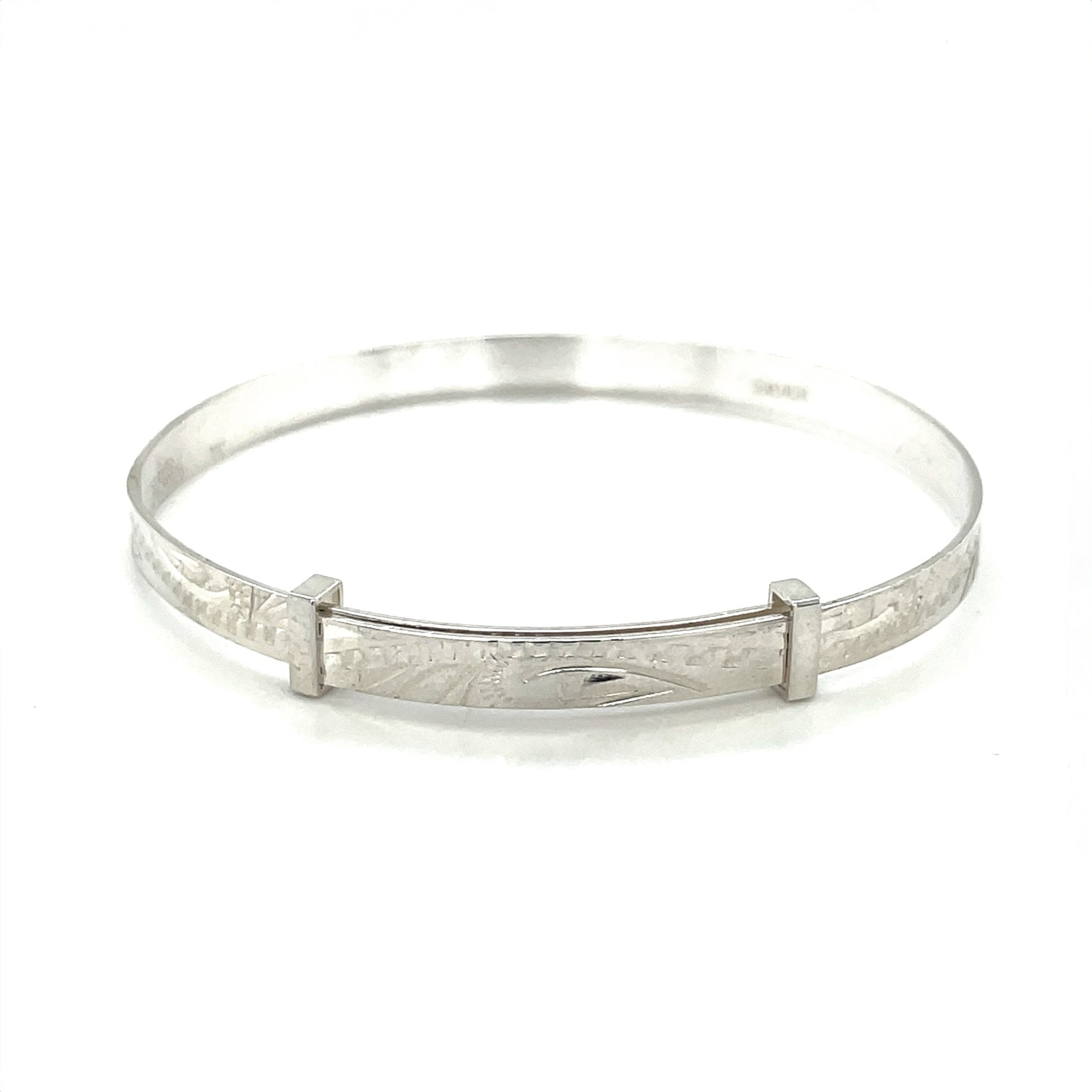 Silver Engraved Christening Bangle