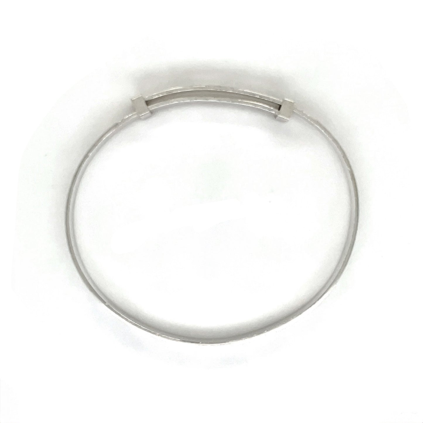 Silver Diamond-Engraved Christening Bangle