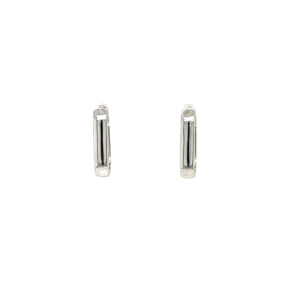 9ct White Gold Rectangular Huggie Hoop Earrings