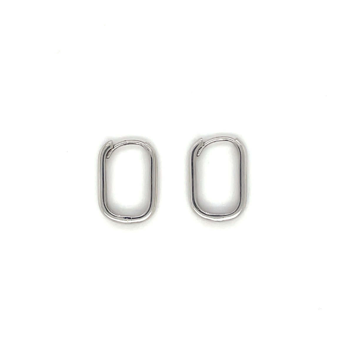 9ct White Gold Rectangular Huggie Hoop Earrings