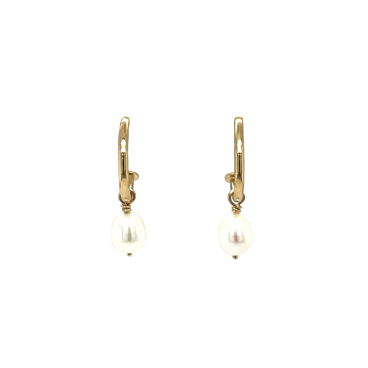 9ct Yellow Gold & Pearl Half-Hoop Earrings