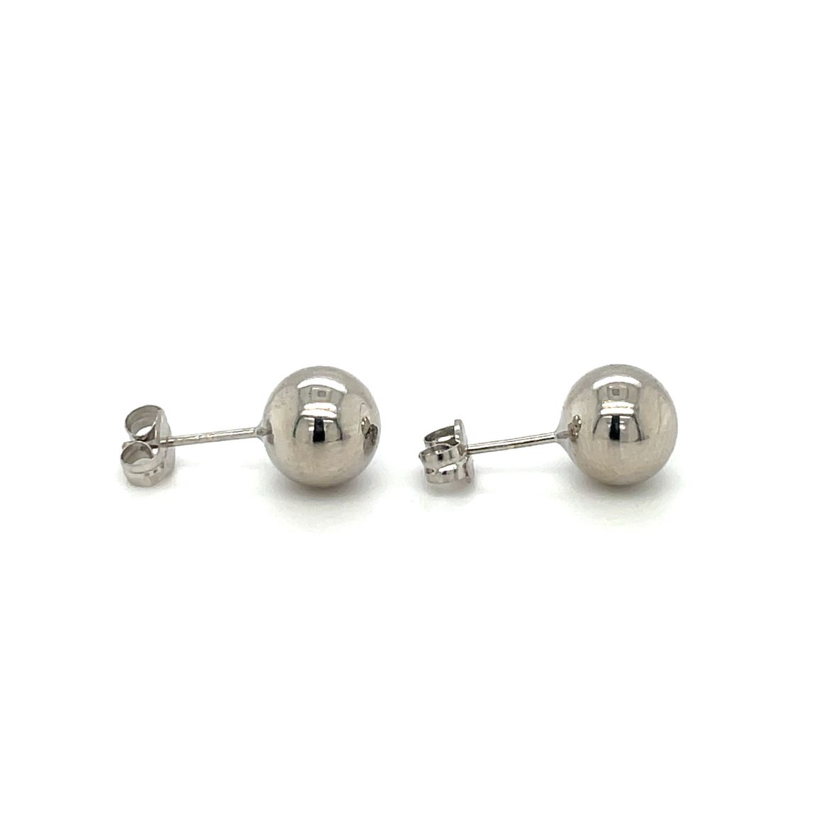 9ct White Gold 8mm Polished Ball Stud Earrings