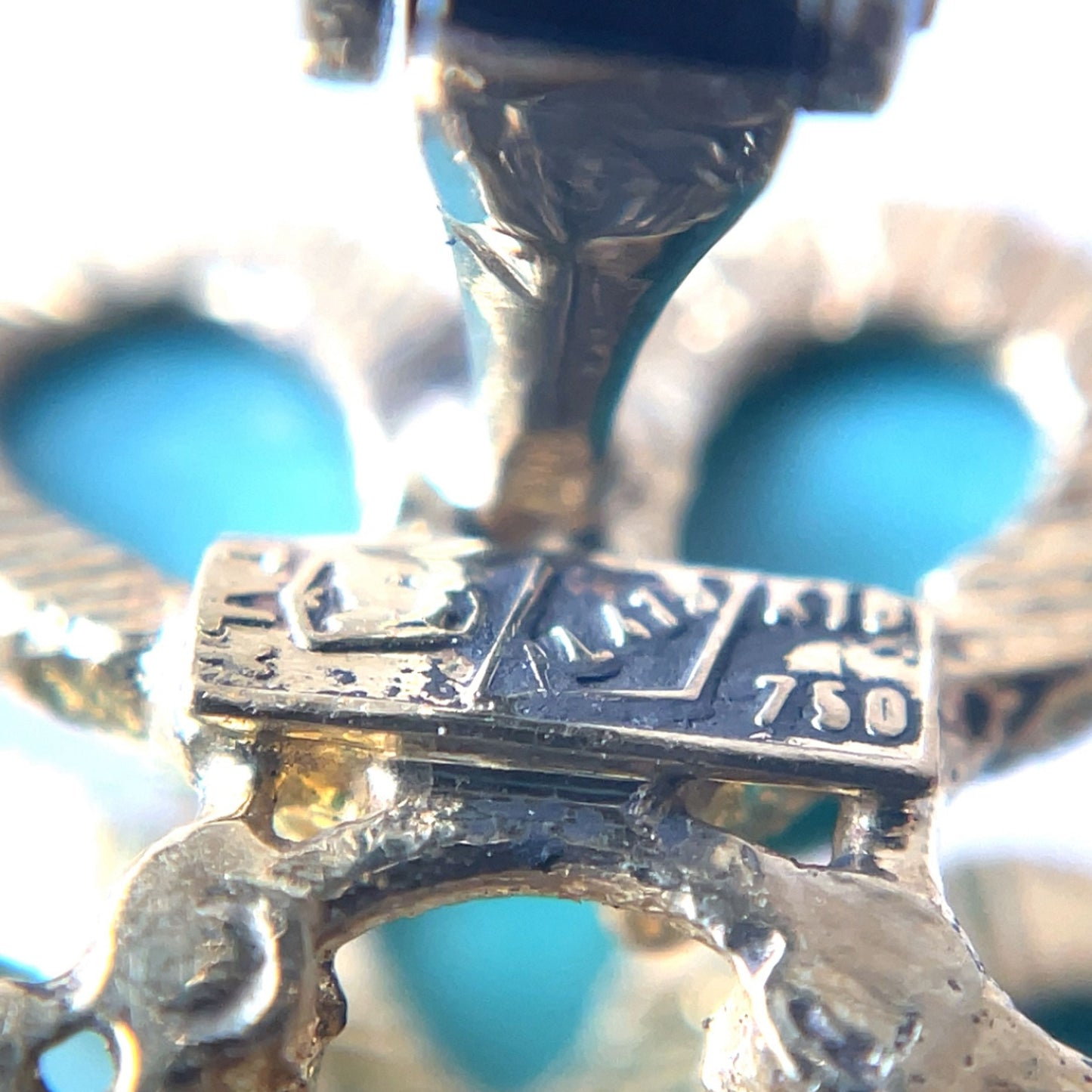 18ct Yellow Gold Turqouise Flower Cluster Clip On Earrings