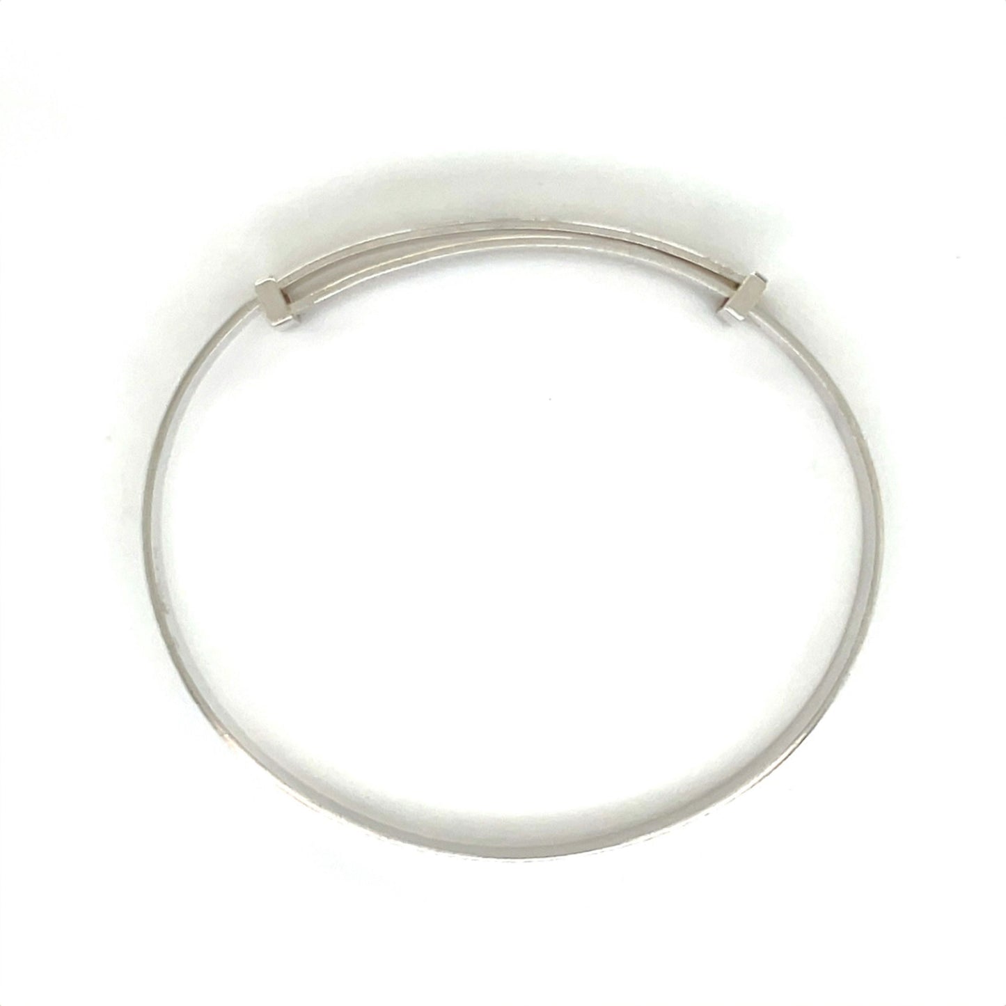 Silver Striped Christening Bangle