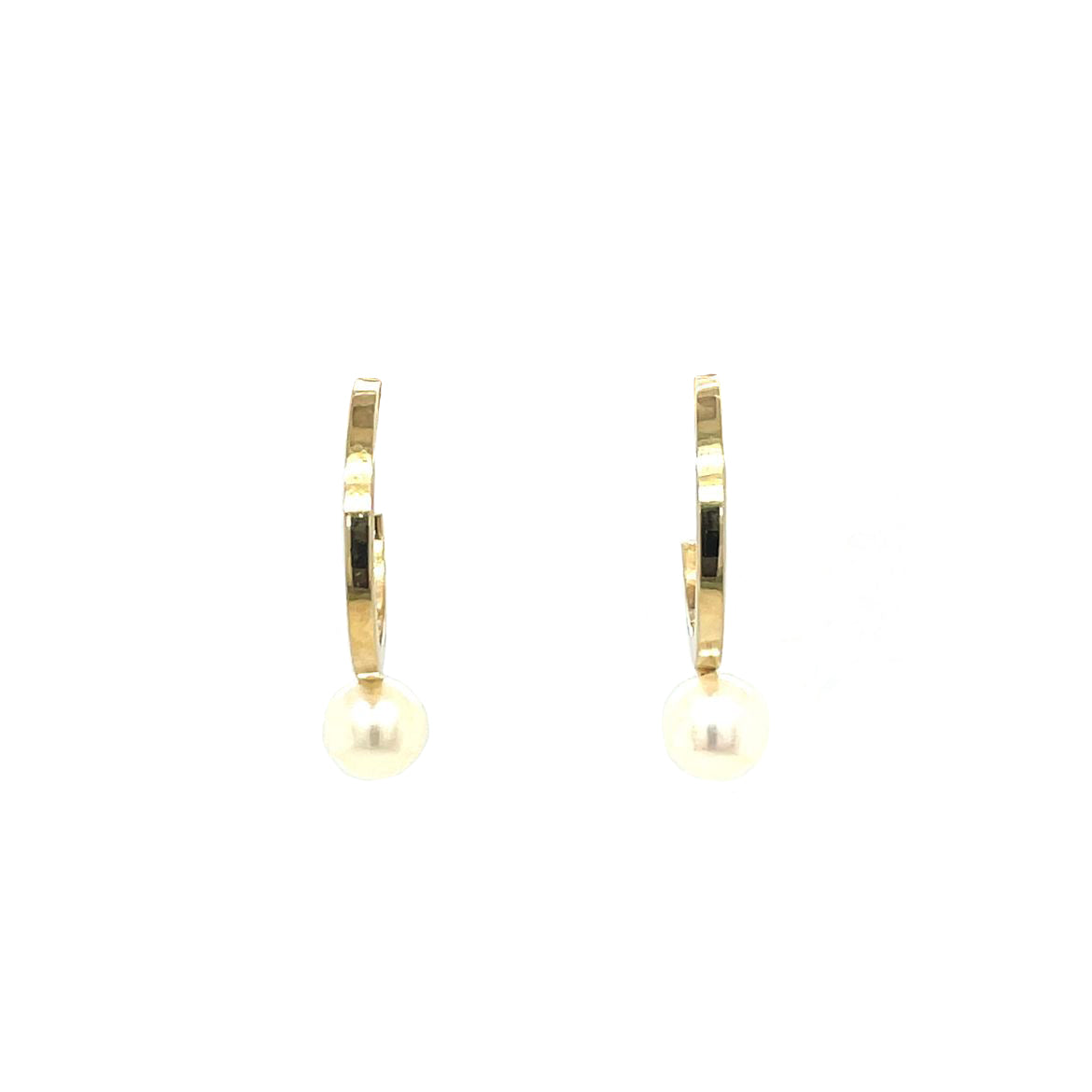 9ct Yellow Gold Pearl Half-Hoop Earrings