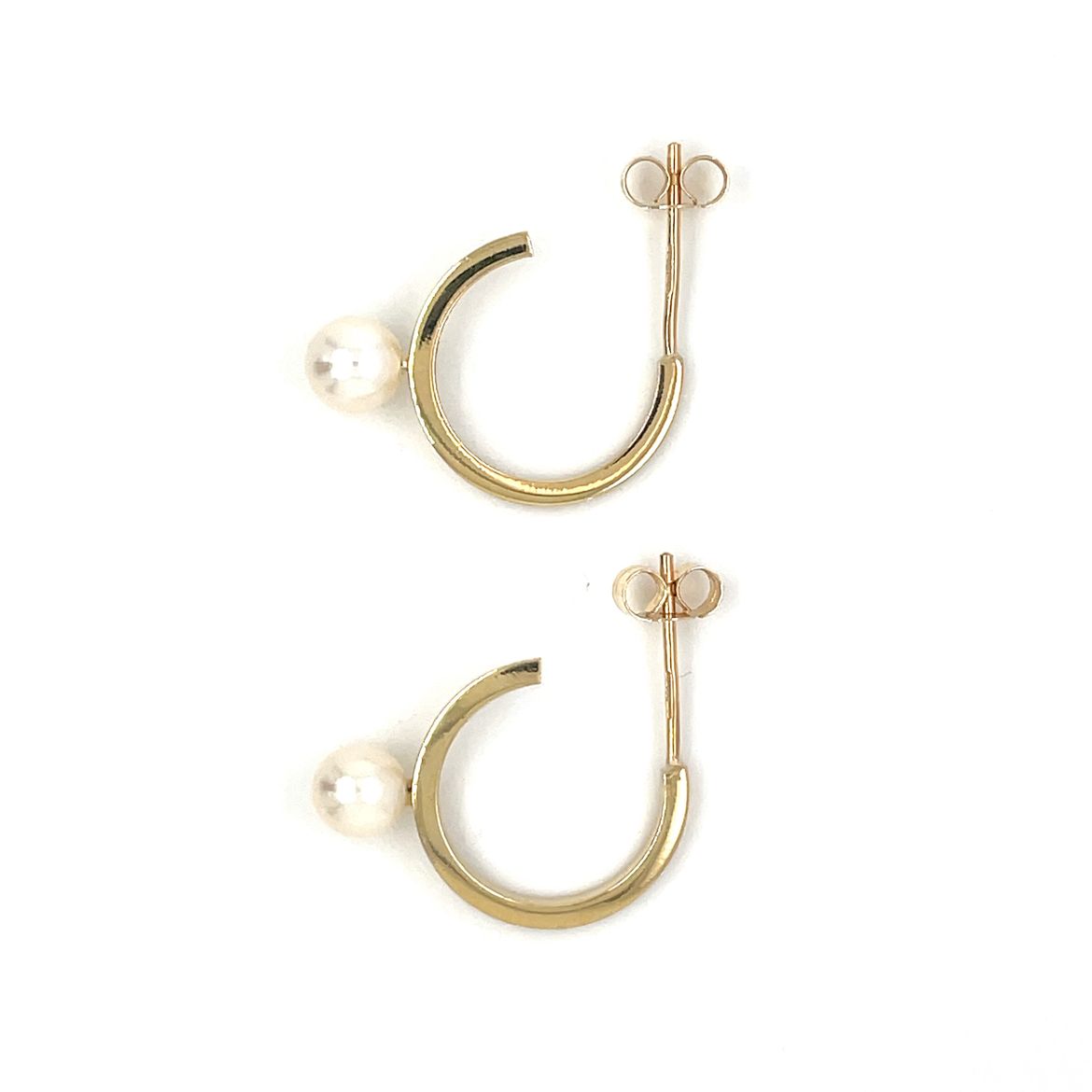 9ct Yellow Gold Pearl Half-Hoop Earrings