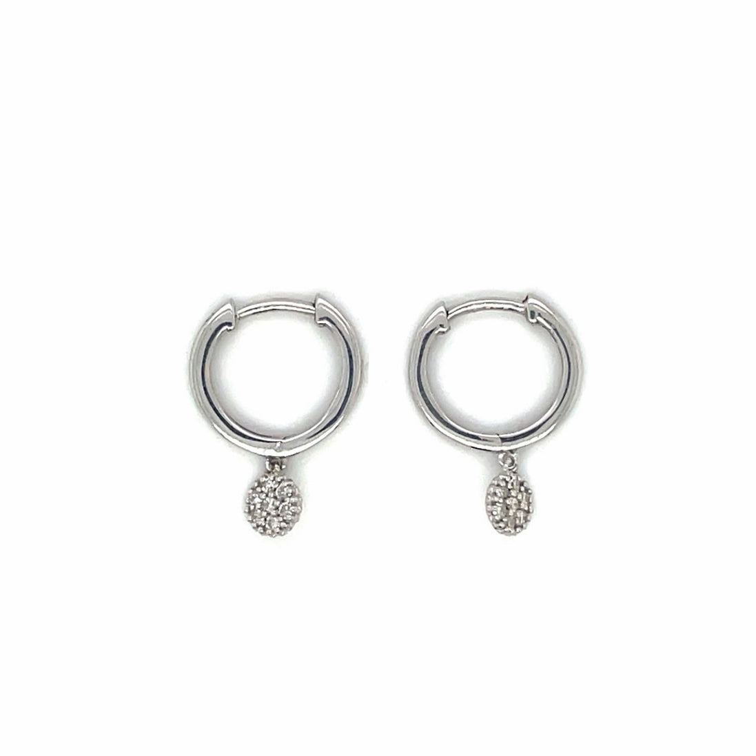 9ct White Gold Diamond Cluster Hoop Earrings