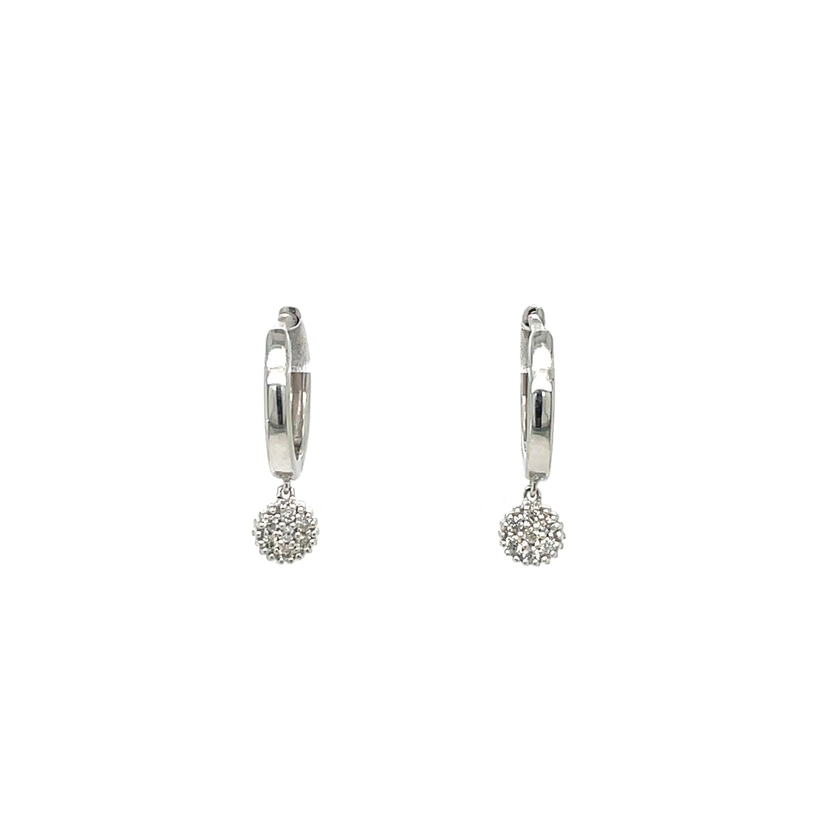 9ct White Gold Diamond Cluster Hoop Earrings
