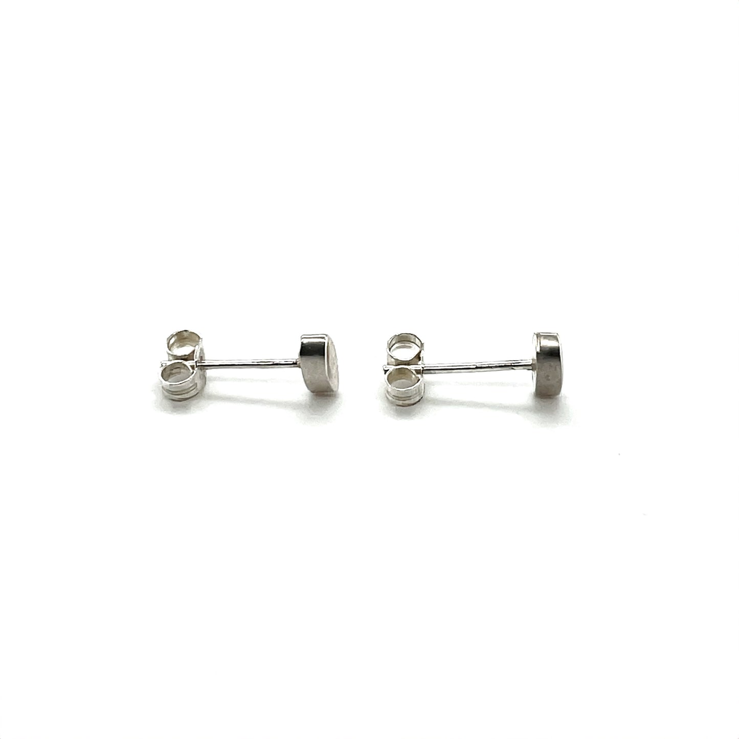 Silver Oval Stud Earrings