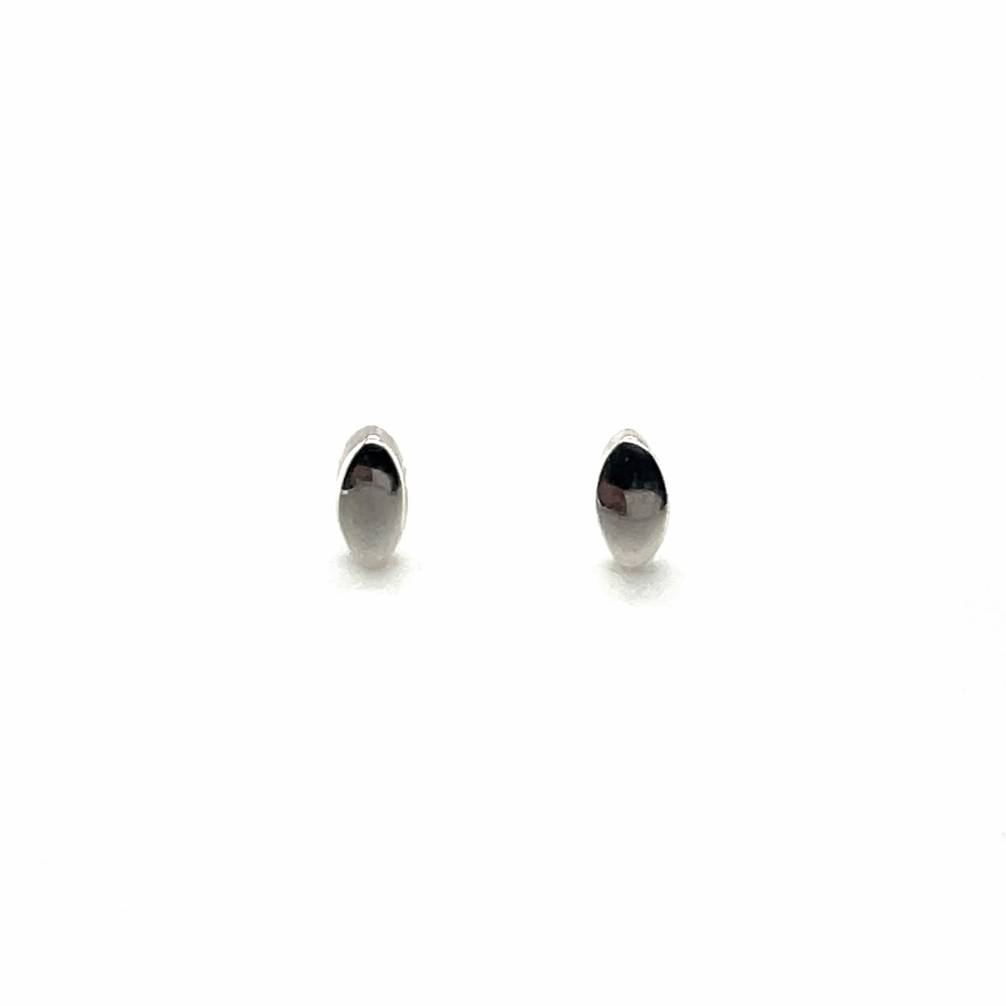 Silver Oval Stud Earrings