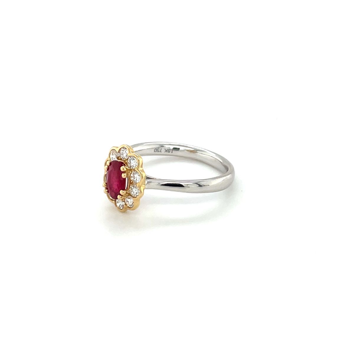 Platinum & 18ct Yellow Gold Ruby & Diamond Cluster Ring