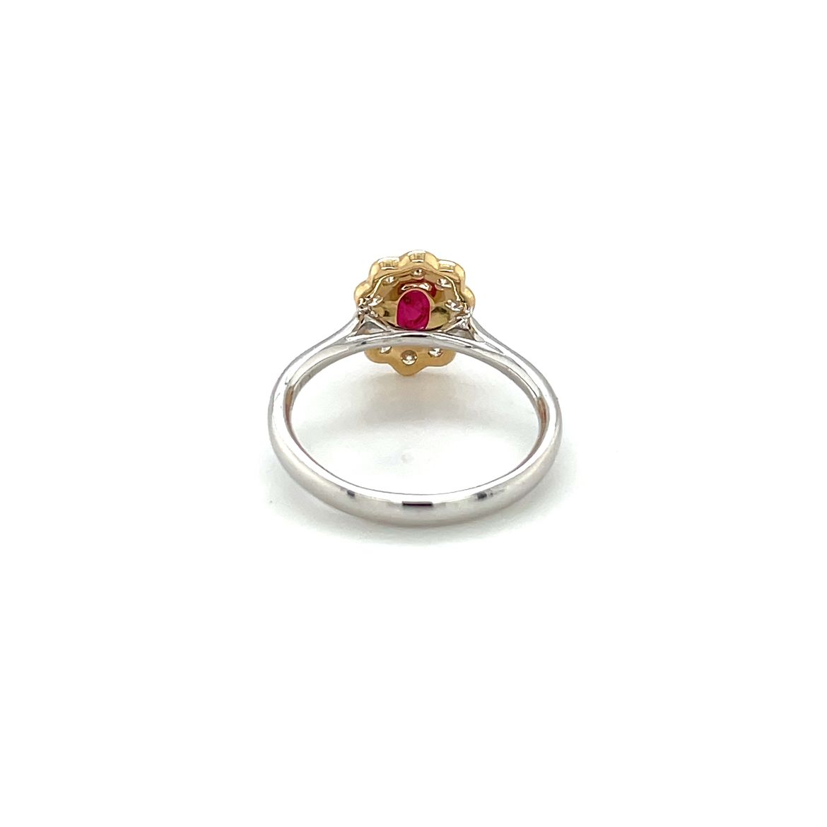 Platinum & 18ct Yellow Gold Ruby & Diamond Cluster Ring