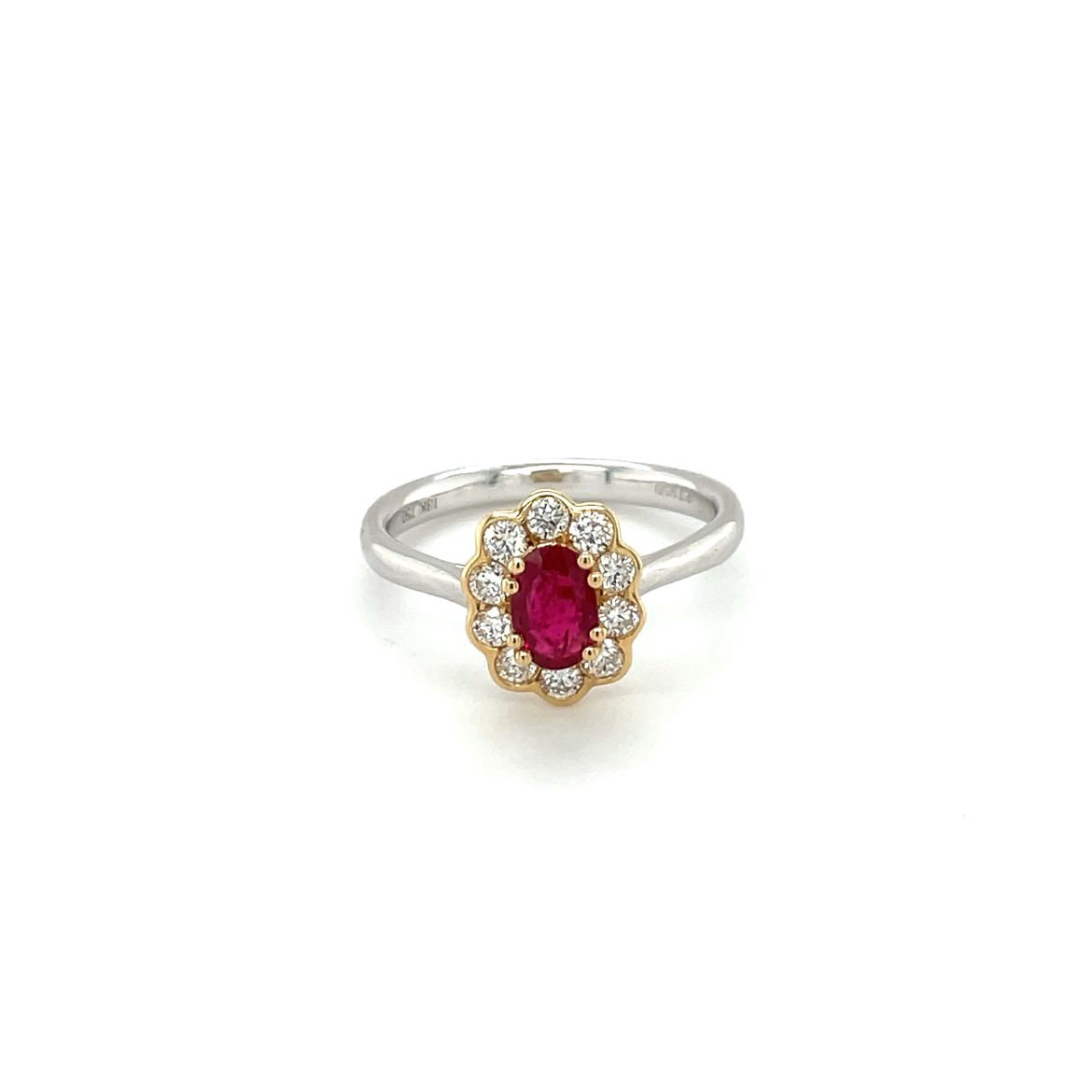 Platinum & 18ct Yellow Gold Ruby & Diamond Cluster Ring