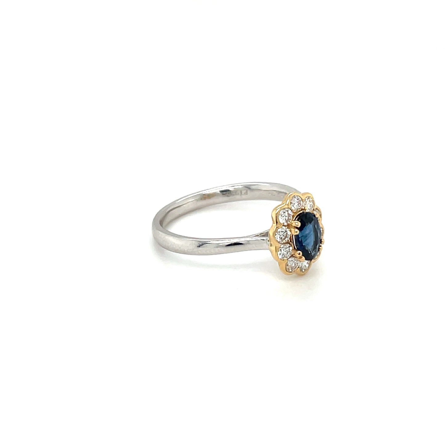 Platinum & 18ct Yellow Gold Sapphire & Diamond Cluster Ring