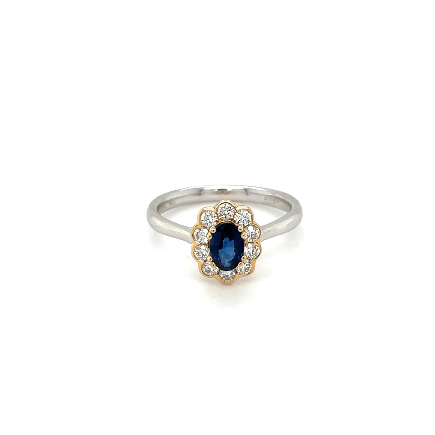 Platinum & 18ct Yellow Gold Sapphire & Diamond Cluster Ring