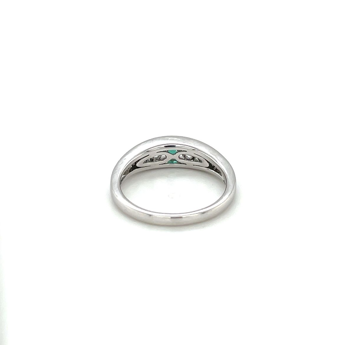 18ct White Gold Emerald & Diamond Half-Set Eternity Ring