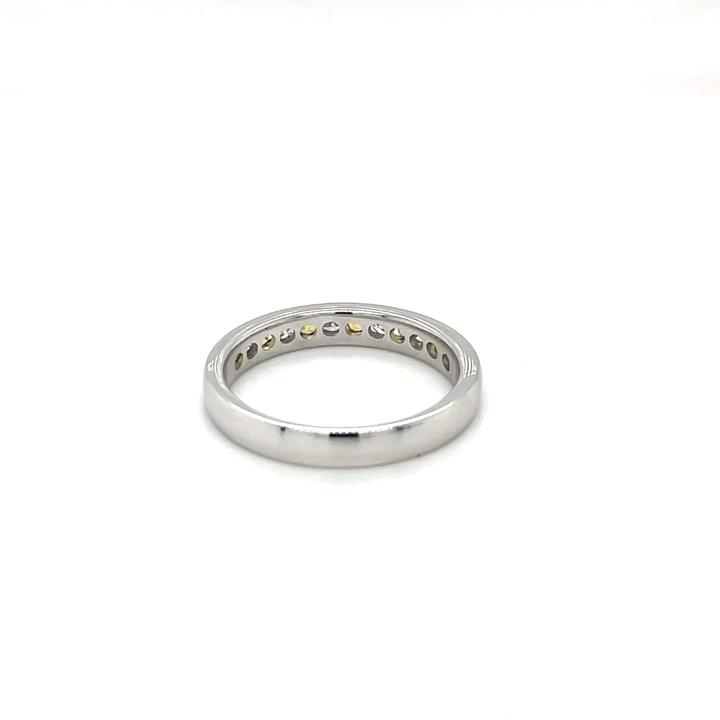18ct White Gold Diamond & Yellow Sapphire Eternity Ring