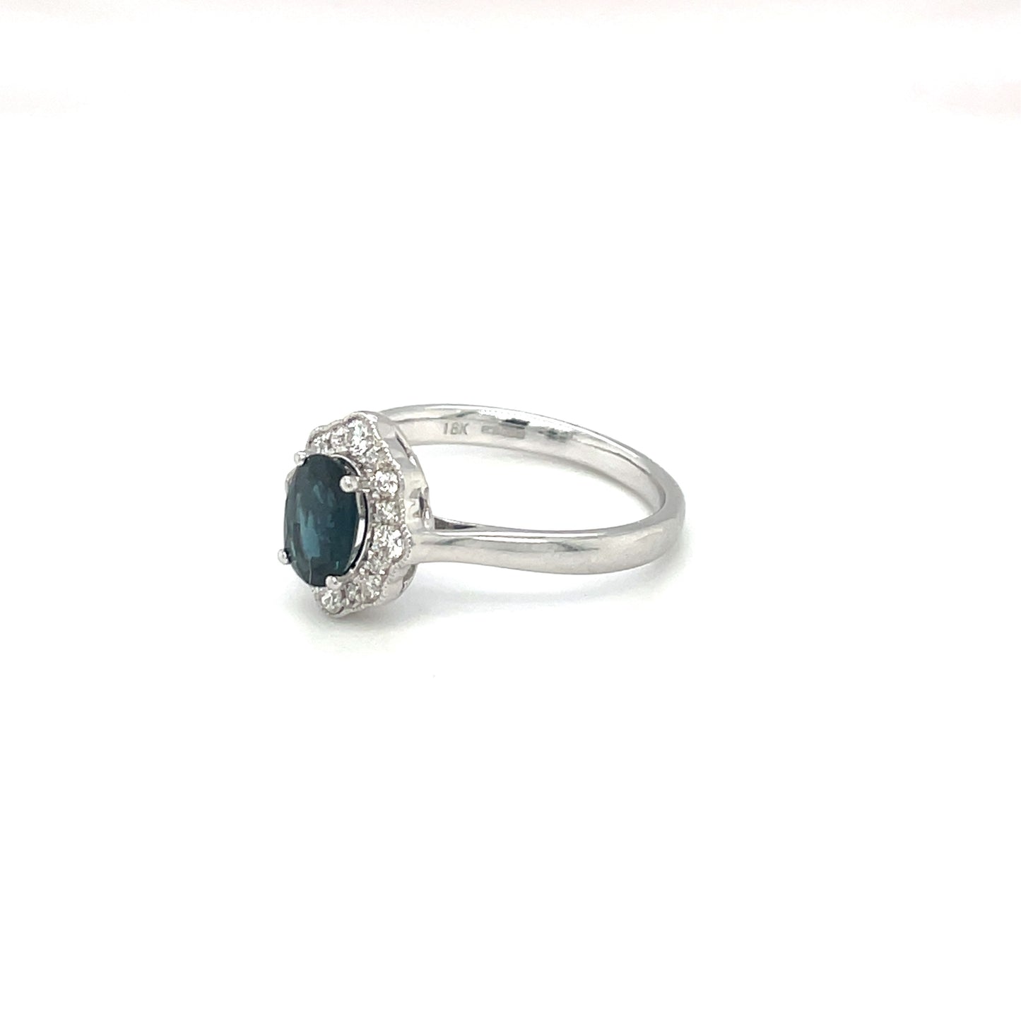 18ct White Gold Sapphire & Diamond Cluster Ring