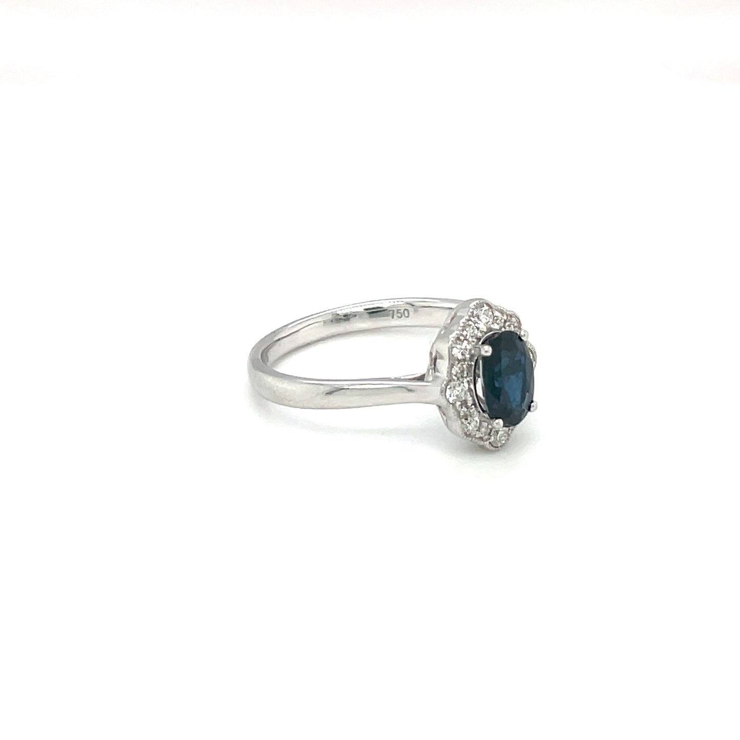 18ct White Gold Sapphire & Diamond Cluster Ring