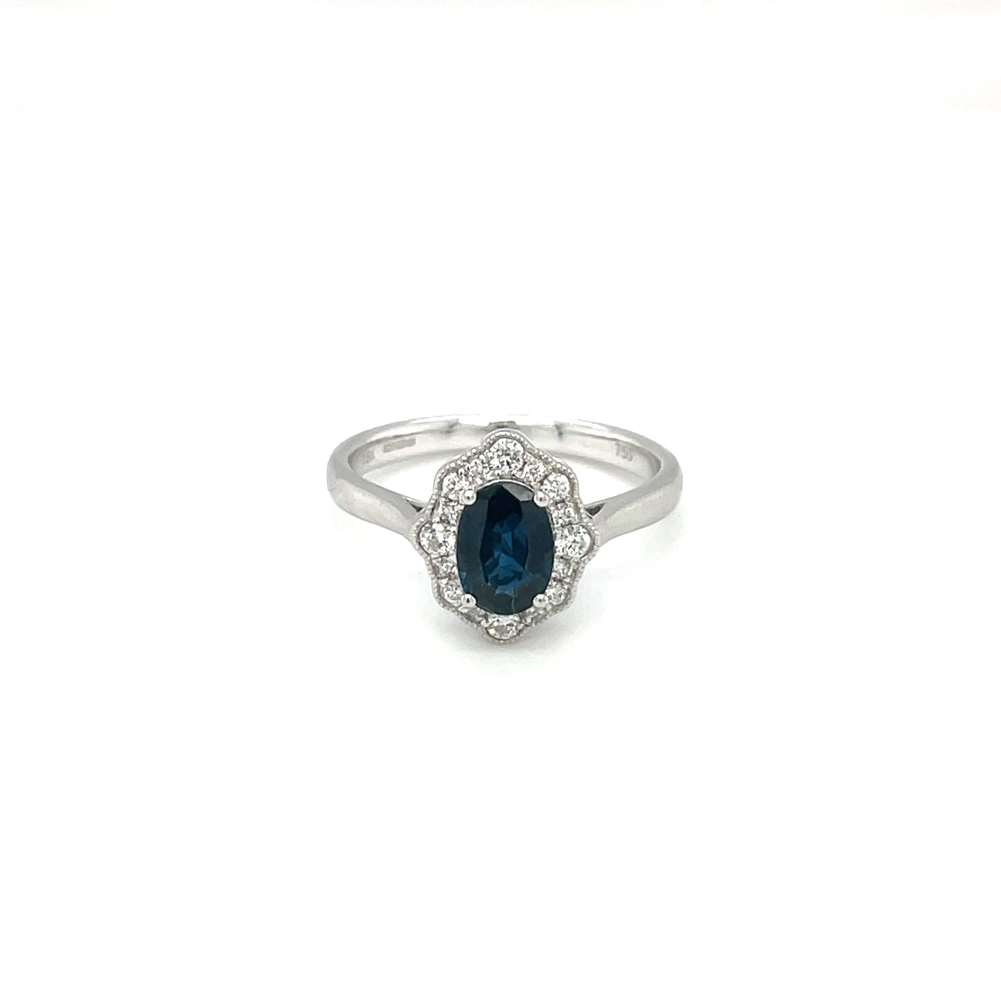 18ct White Gold Sapphire & Diamond Cluster Ring