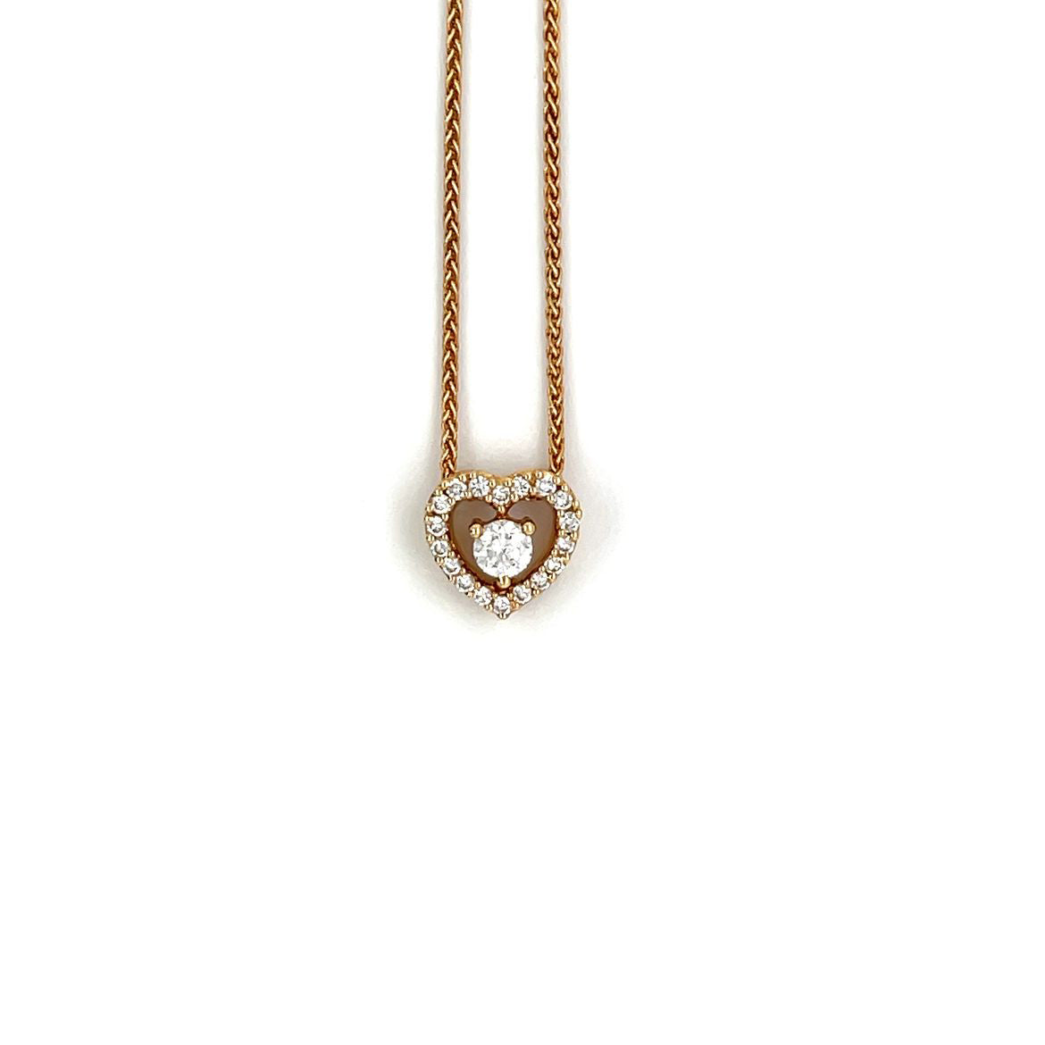 18ct Yellow Gold Diamond Heart Cluster Pendant & Chain