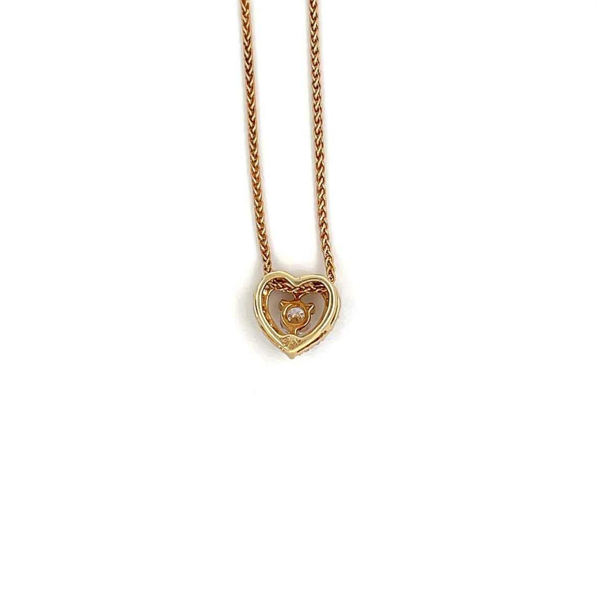 18ct Yellow Gold Diamond Heart Cluster Pendant & Chain