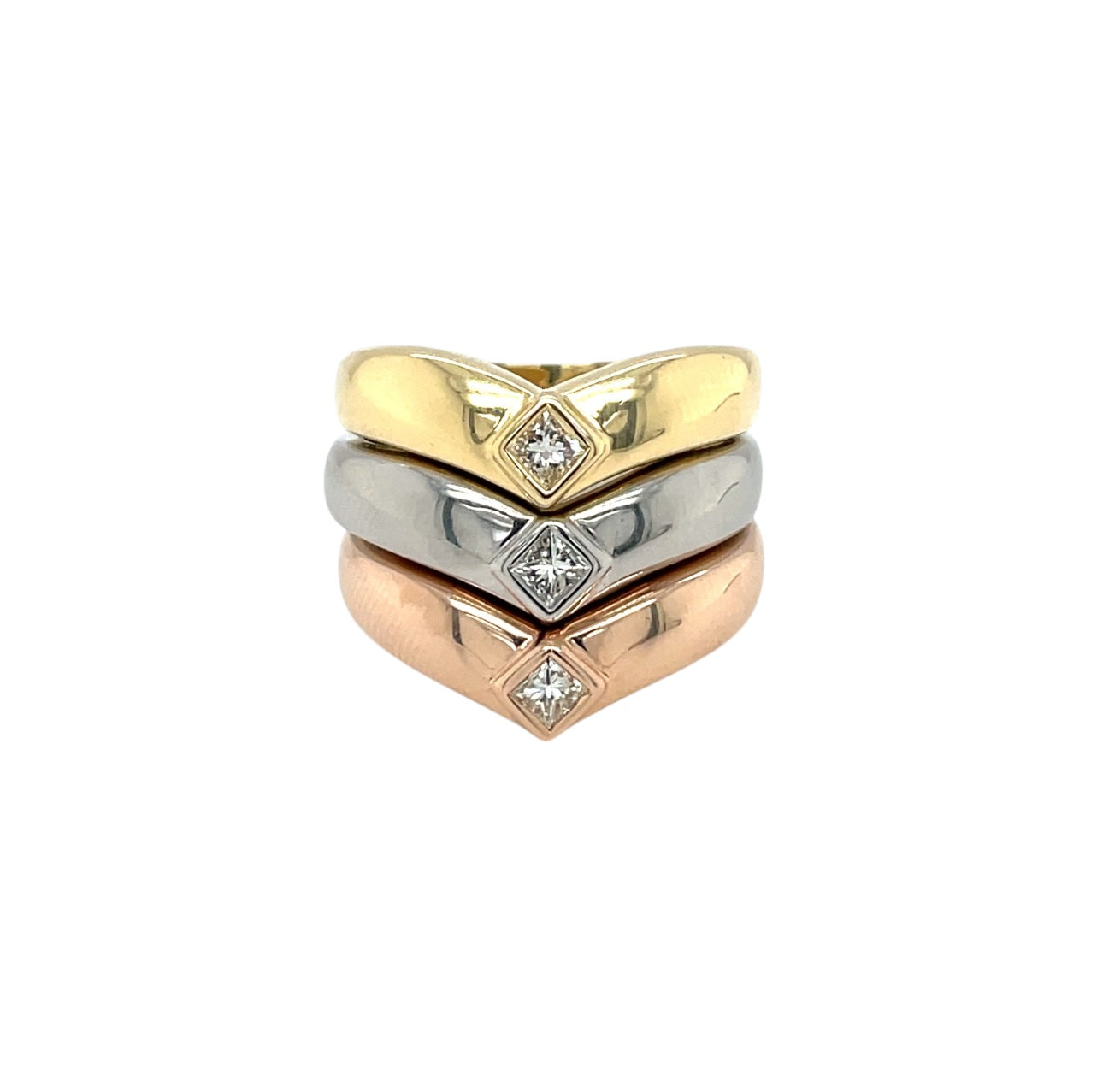 18ct White Gold Diamond Wishbone Stack Ring (L1/2)