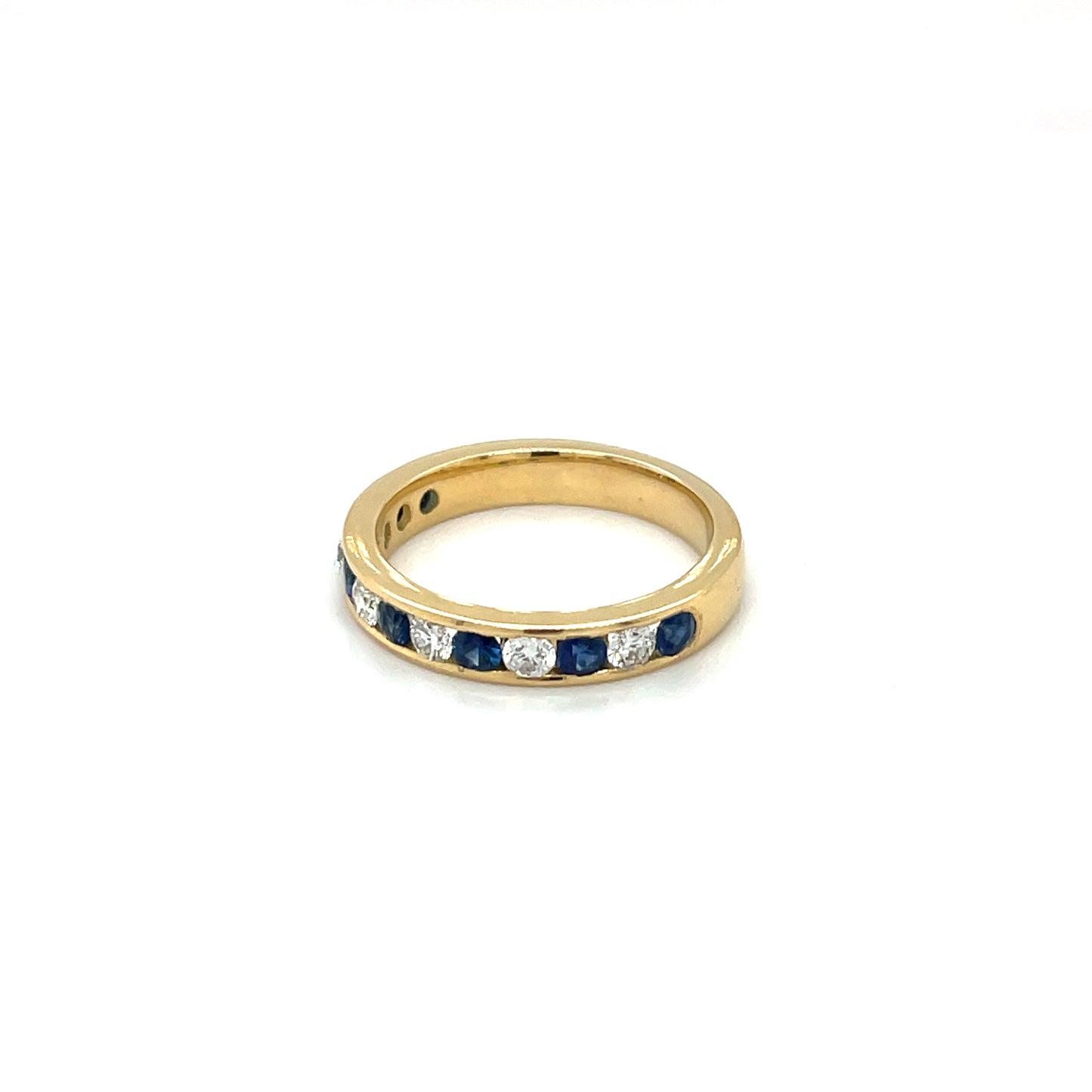 18ct Yellow Gold Sapphire & Diamond Channel-Set Eternity Ring