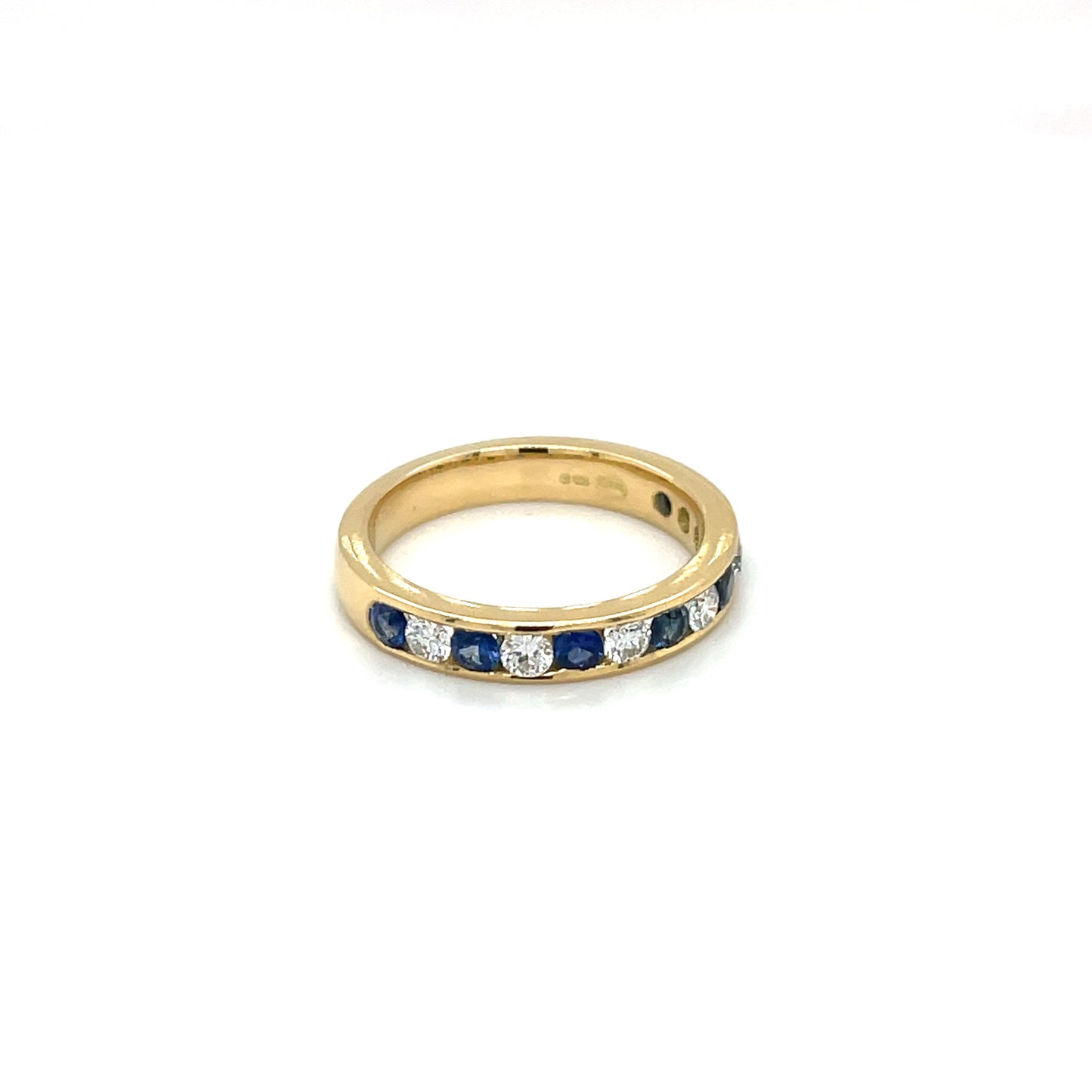 18ct Yellow Gold Sapphire & Diamond Channel-Set Eternity Ring