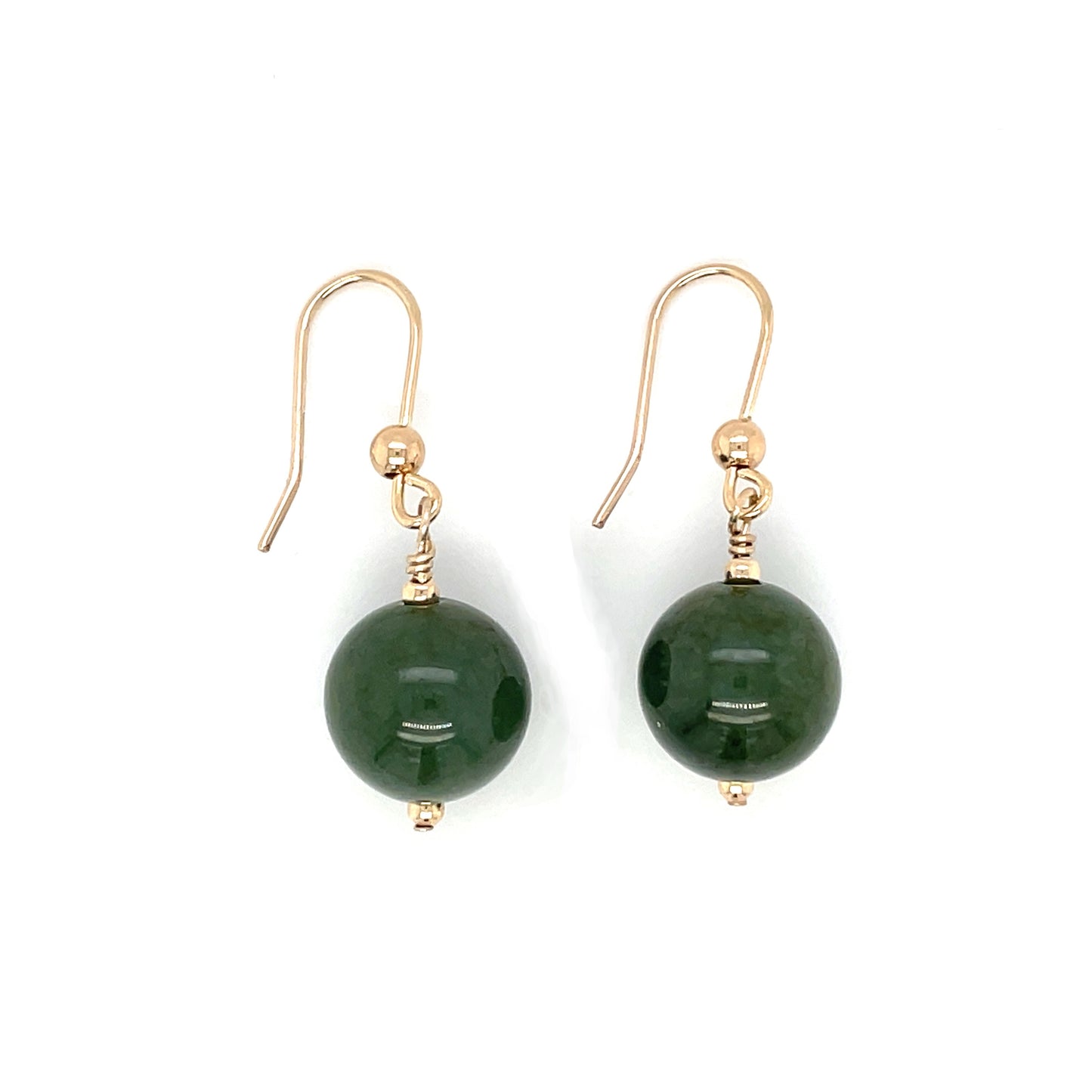 Jade and 9ct Yellow Gold Drop Earrings