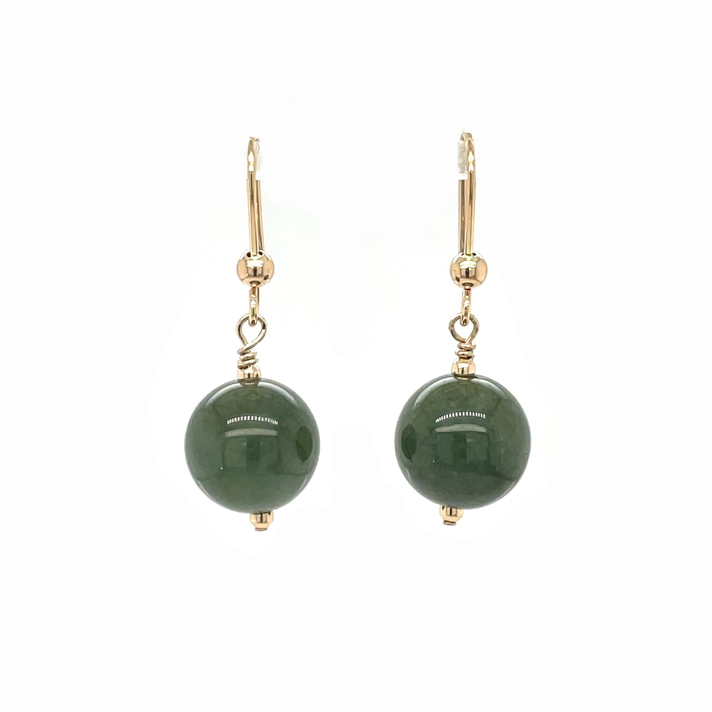 Jade and 9ct Yellow Gold Drop Earrings