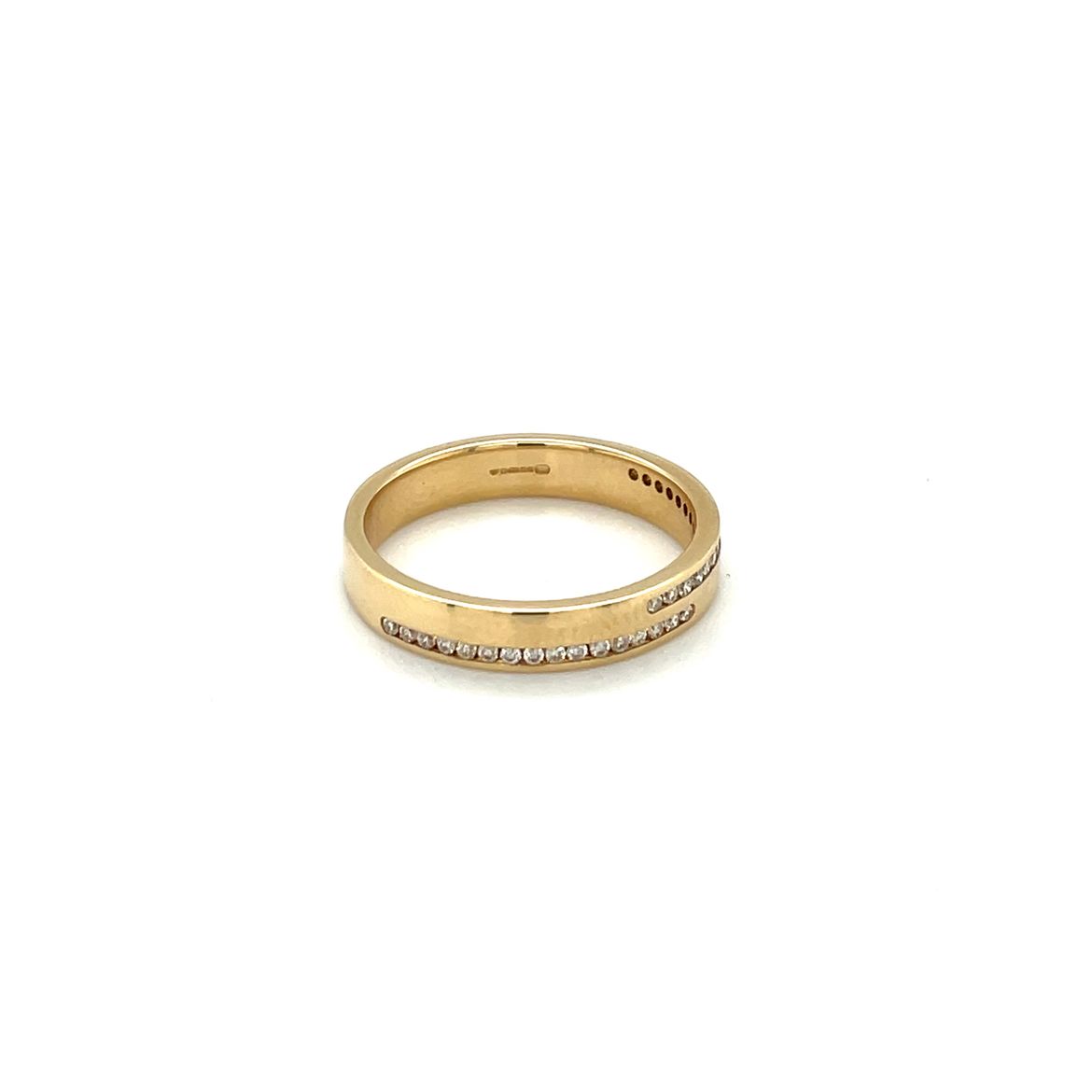 18ct Yellow Gold Half-Set Two-Row Diamond Eternity Ring