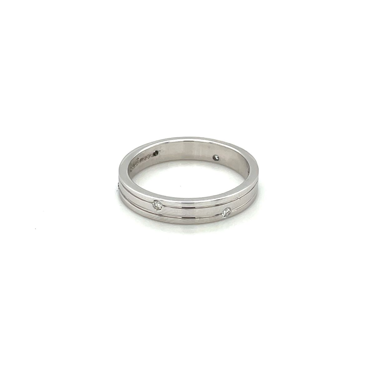 18ct White Gold Diamond-Set Flat Court Wedding Band