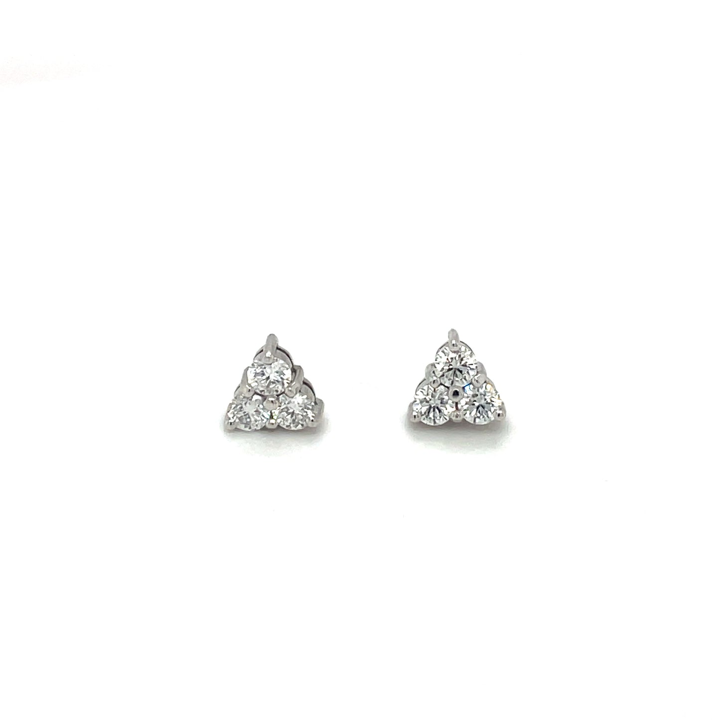 18ct White Gold Diamond Triangle Stud Earrings