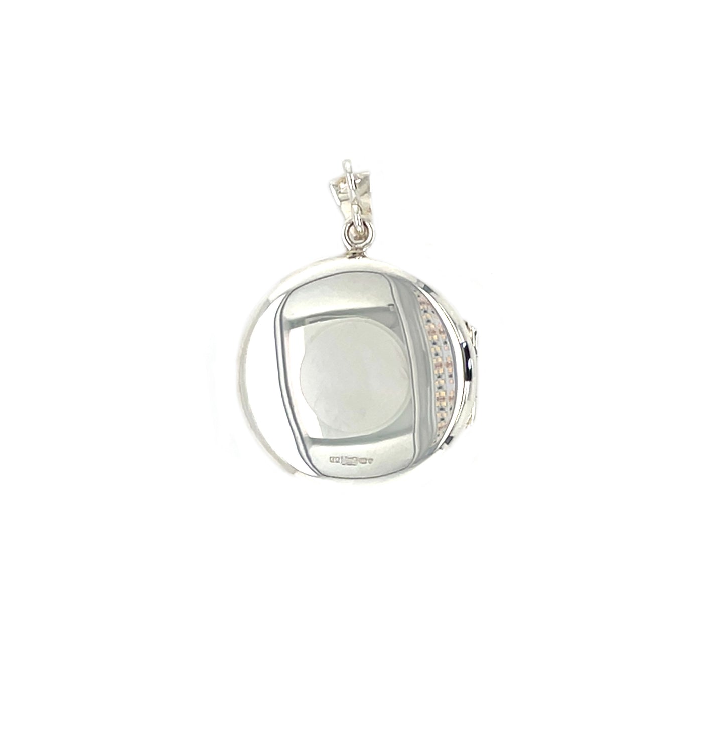 Silver Round Scroll Border Locket Pendant & Chain (16-18")
