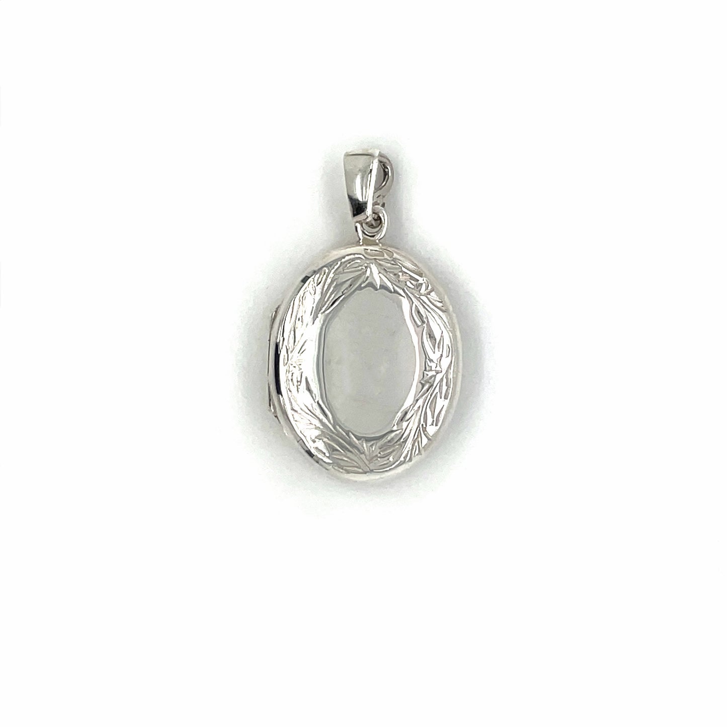 Silver Oval Engraved Locket Pendant