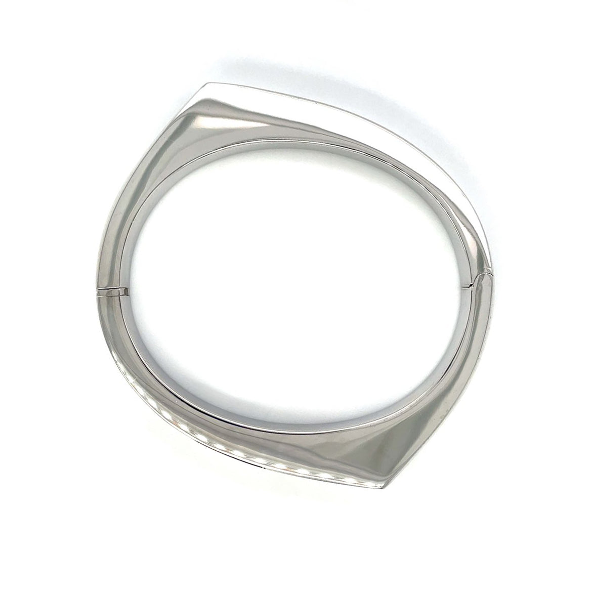 9ct White Gold Asymetrical Hinged Bangle