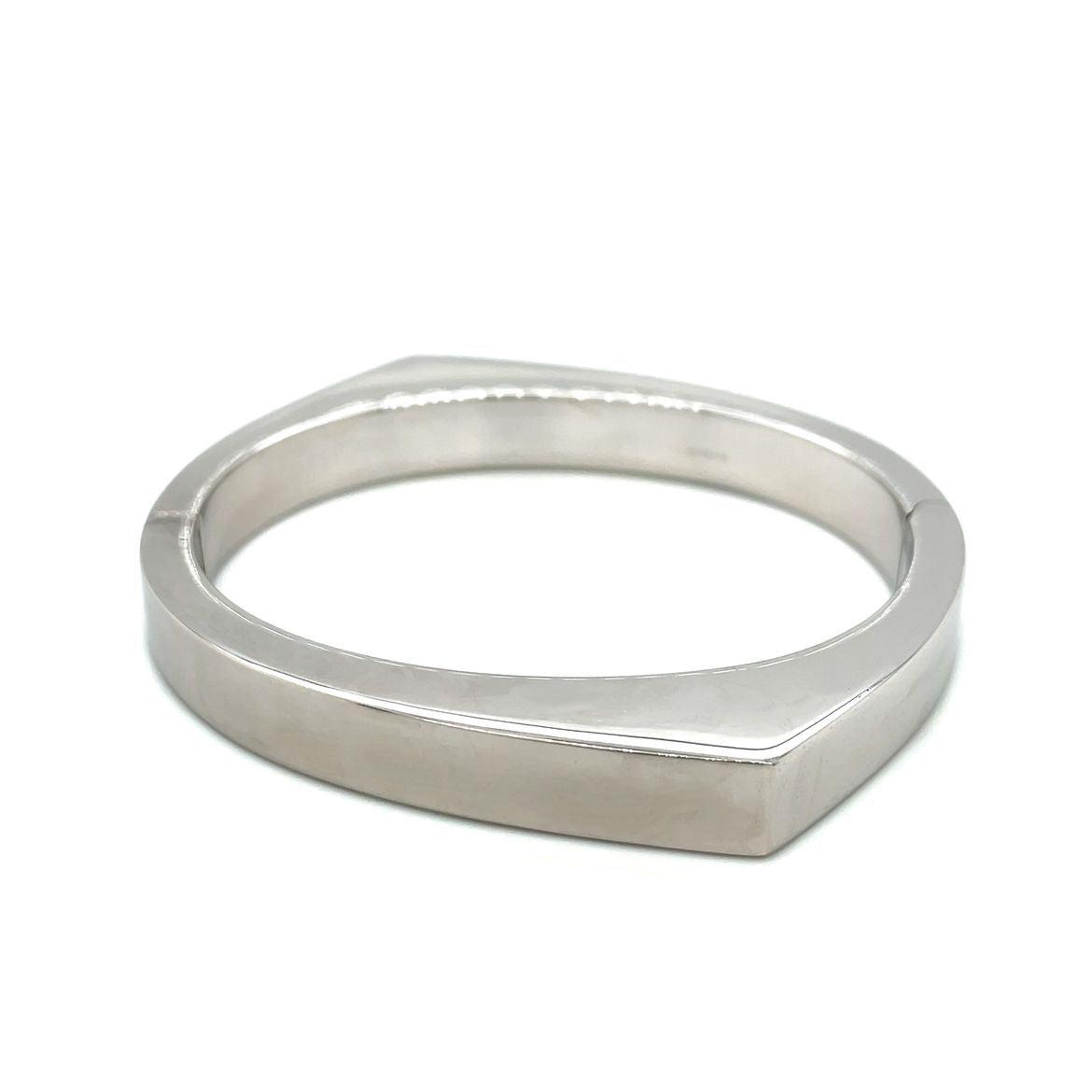 9ct White Gold Asymetrical Hinged Bangle